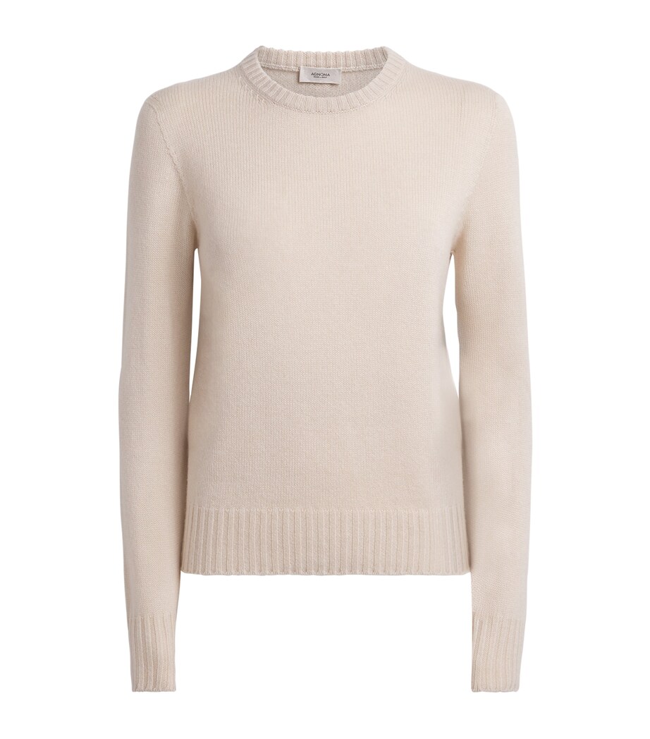 Agnona Womens Cashmere Lipstick Sweater Beige Greige Image 1