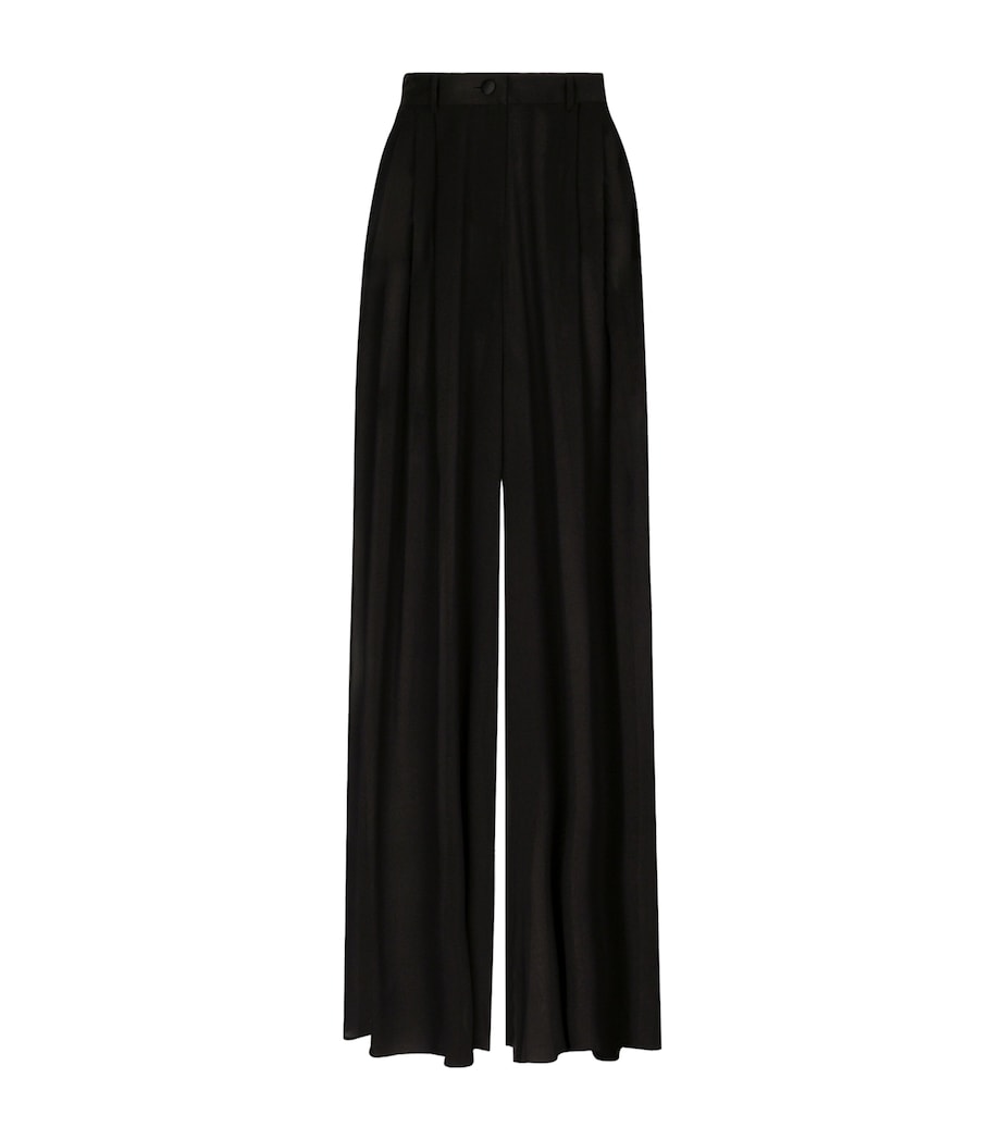 Silk-Blend Tailored Trousers N0000-BLACK Image 1
