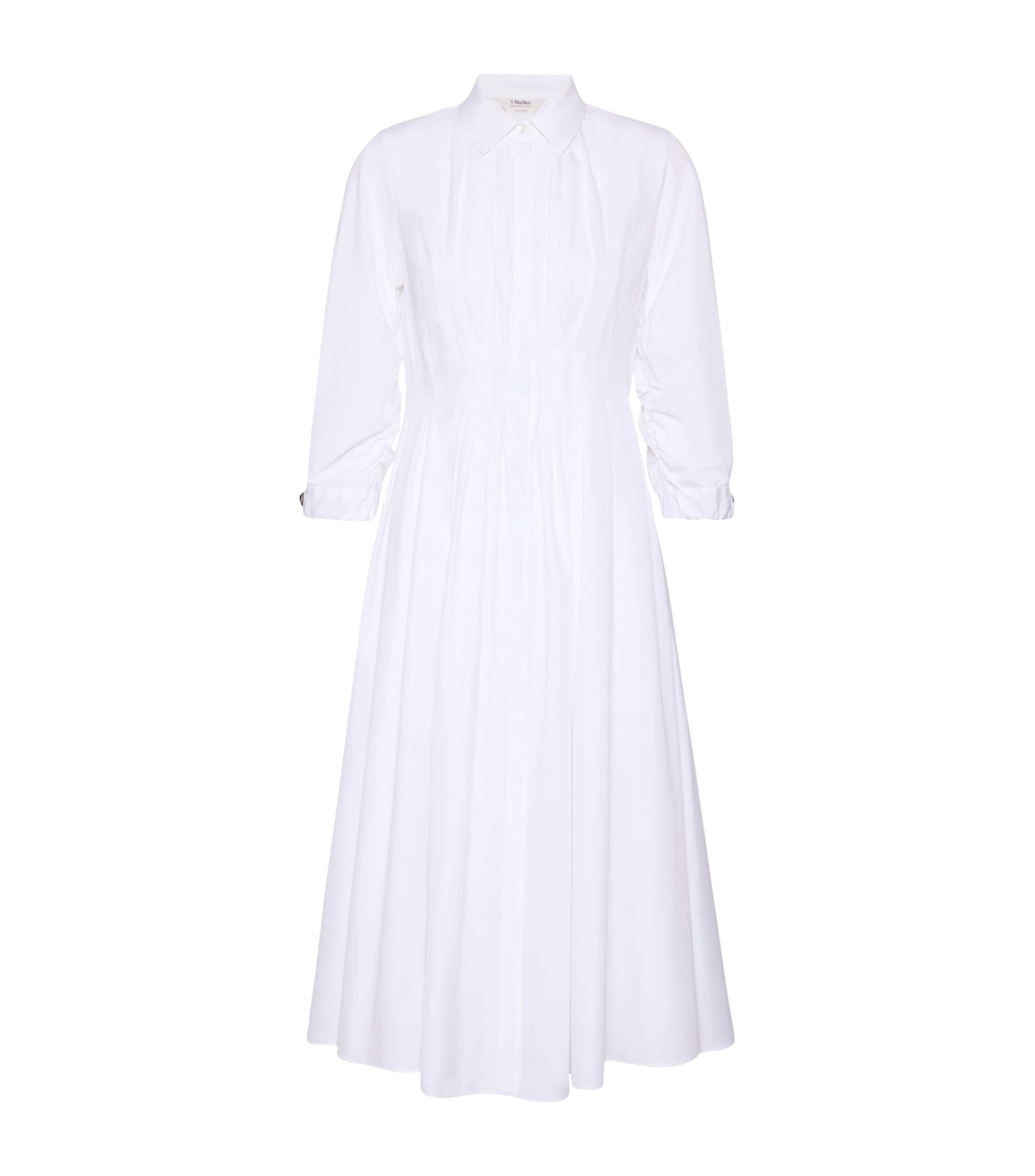 Max Mara Womens Cotton Poplin Shirt Dress White Image 1