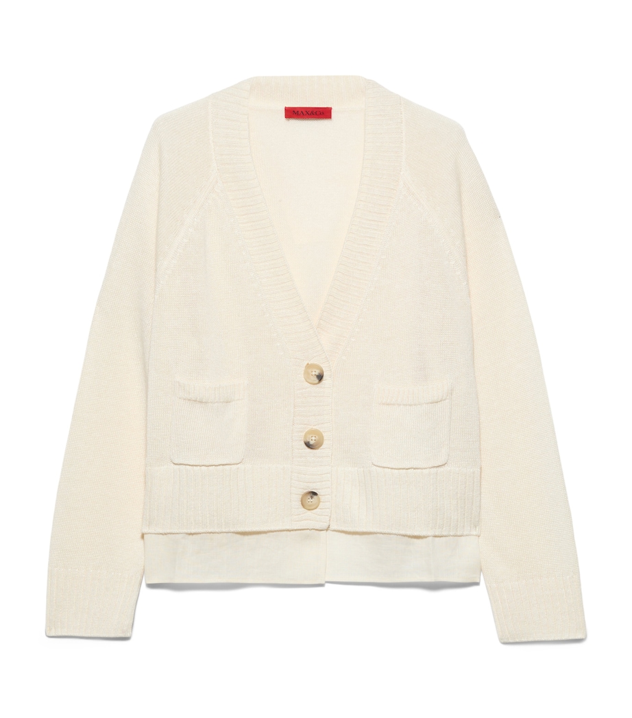 MAX&Co. Womens Linen-Blend Layered Cardigan Milk Image 1