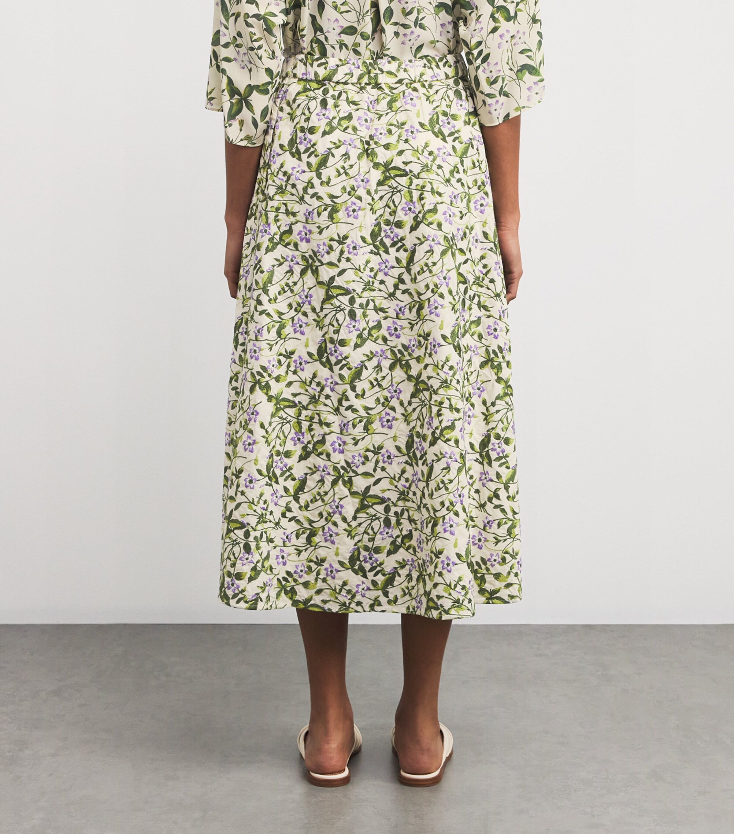 Weekend Max Mara Womens Cotton Floral-Embroidered Midi Skirt Ecru Image 4