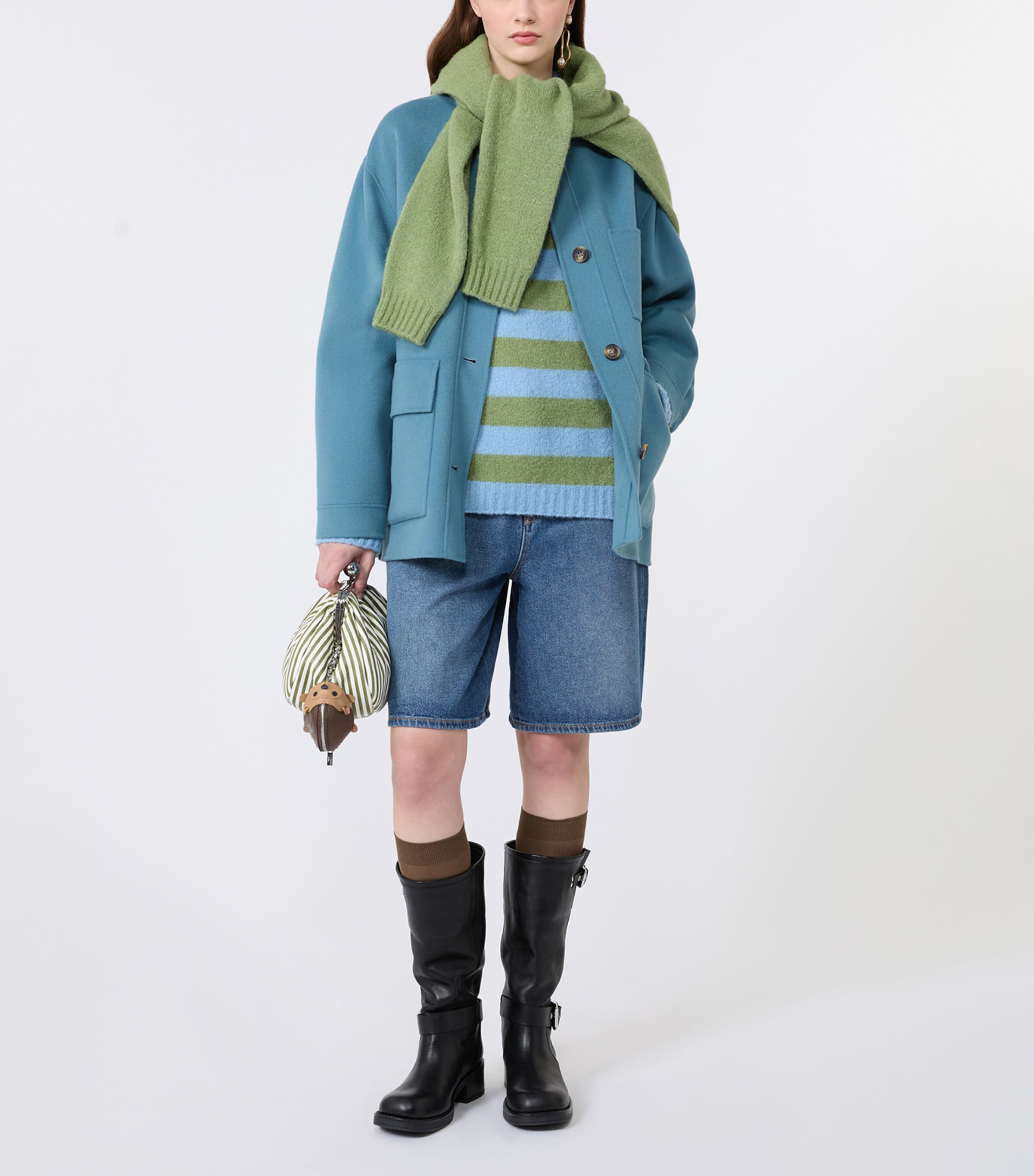 Weekend Max Mara Wool-blend Short Coat In Turquoise