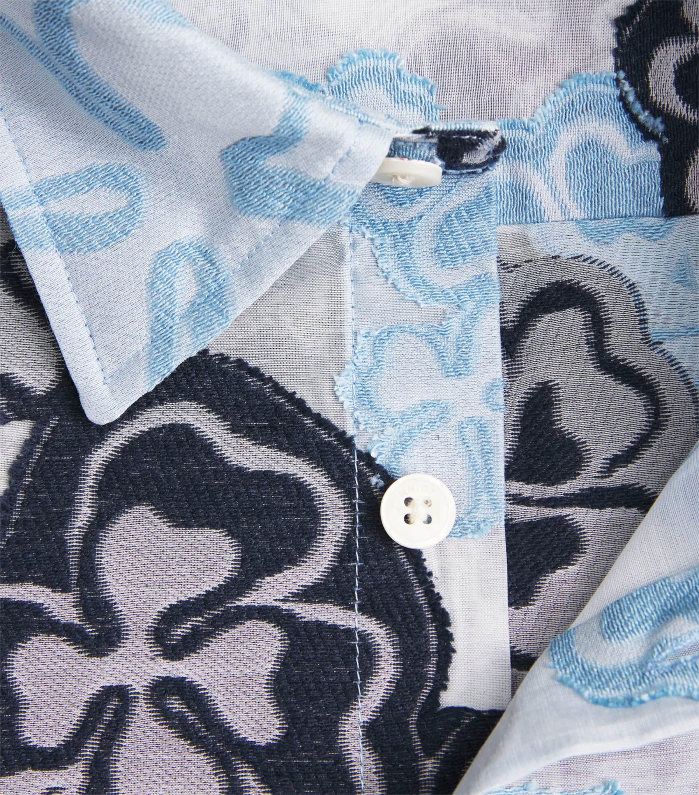NN.07 Mens Floral Jacquard Freddy Shirt Blue Multi Image 6