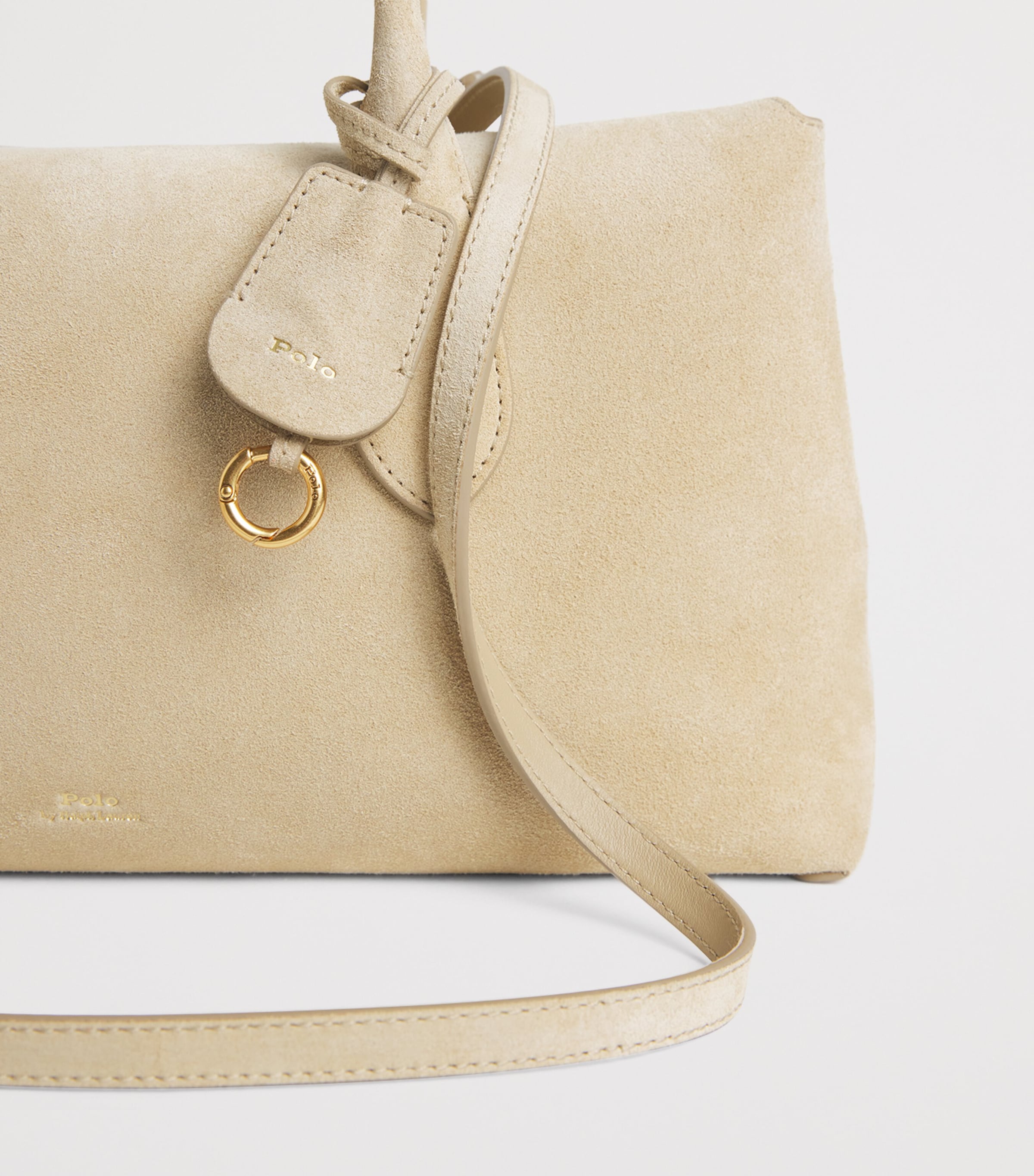 Polo Ralph Lauren Medium Suede Shoulder Bag Cashew Image 5