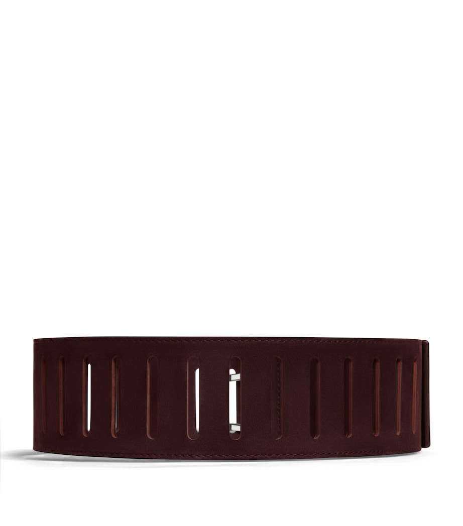 Alaïa Leather Rectangular Buckle Belt Bordeaux Image 2
