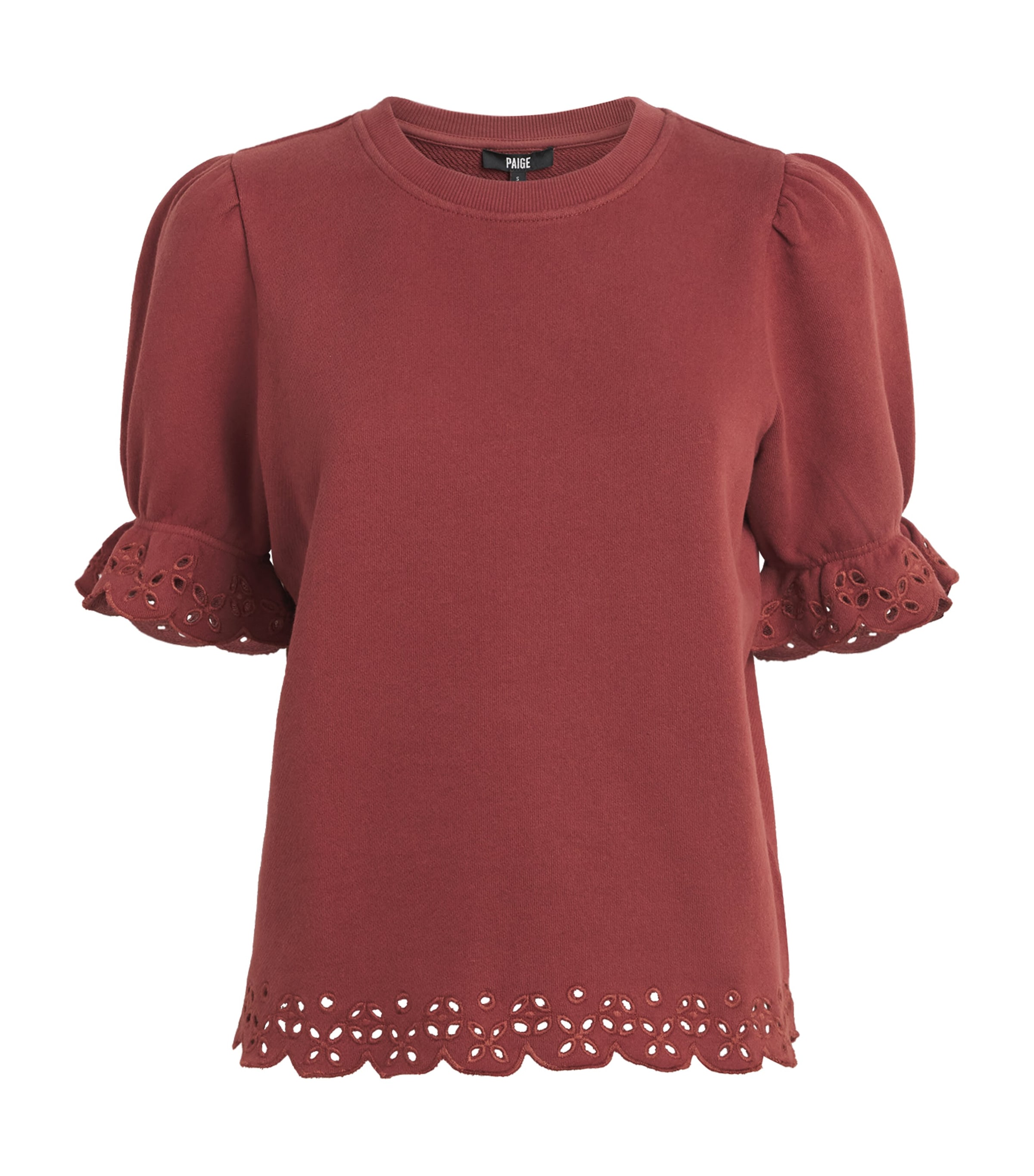 PAIGE Womens Cotton Ciabatta Top Burnt Sienna Image 1