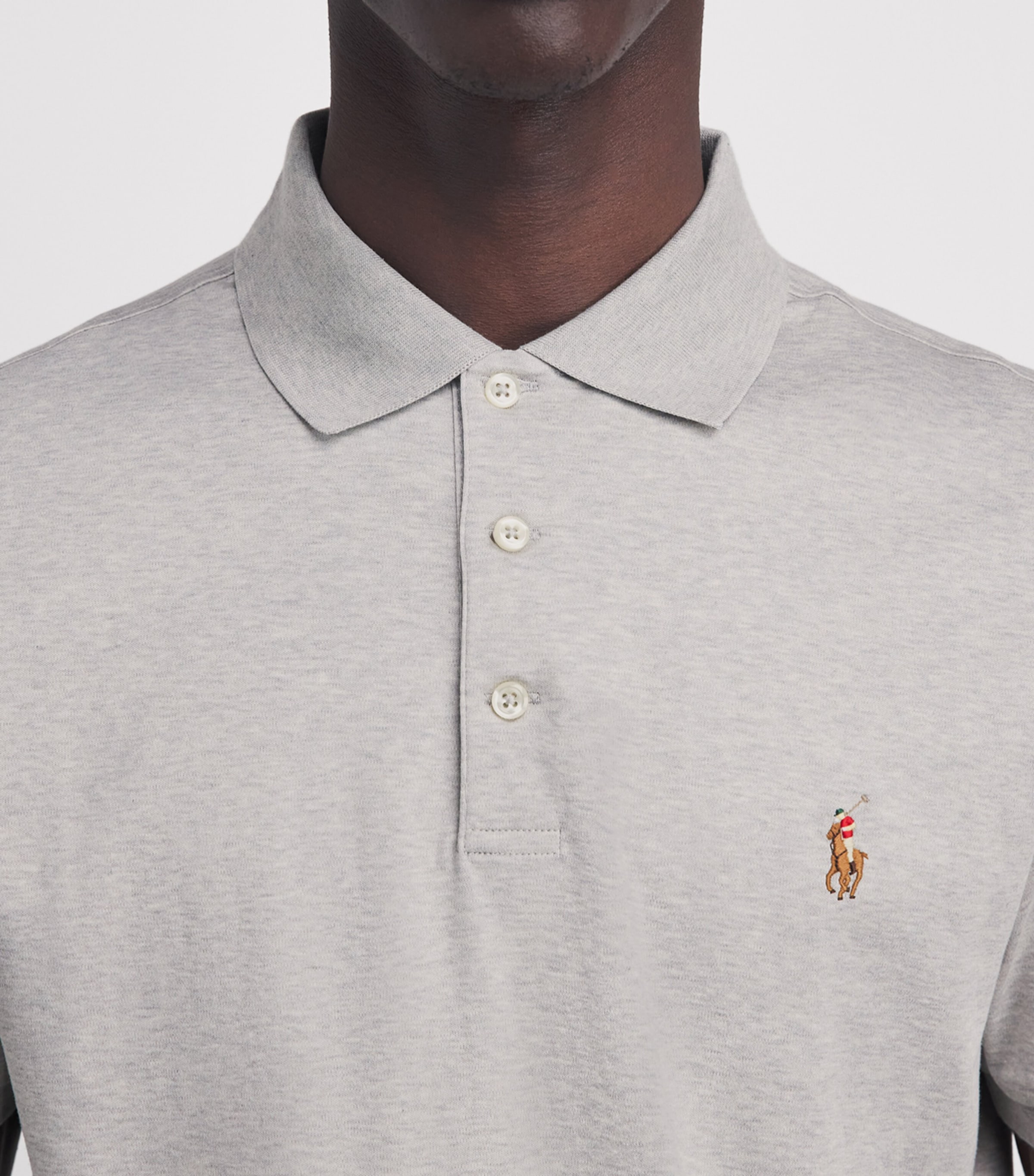 Polo Ralph Lauren Mens Pima Cotton Slim Polo Shirt Spring Heather Image 3