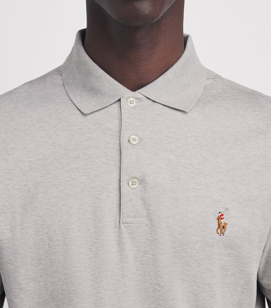 Polo Ralph Lauren Mens Pima Cotton Slim Polo Shirt Spring Heather Image 3