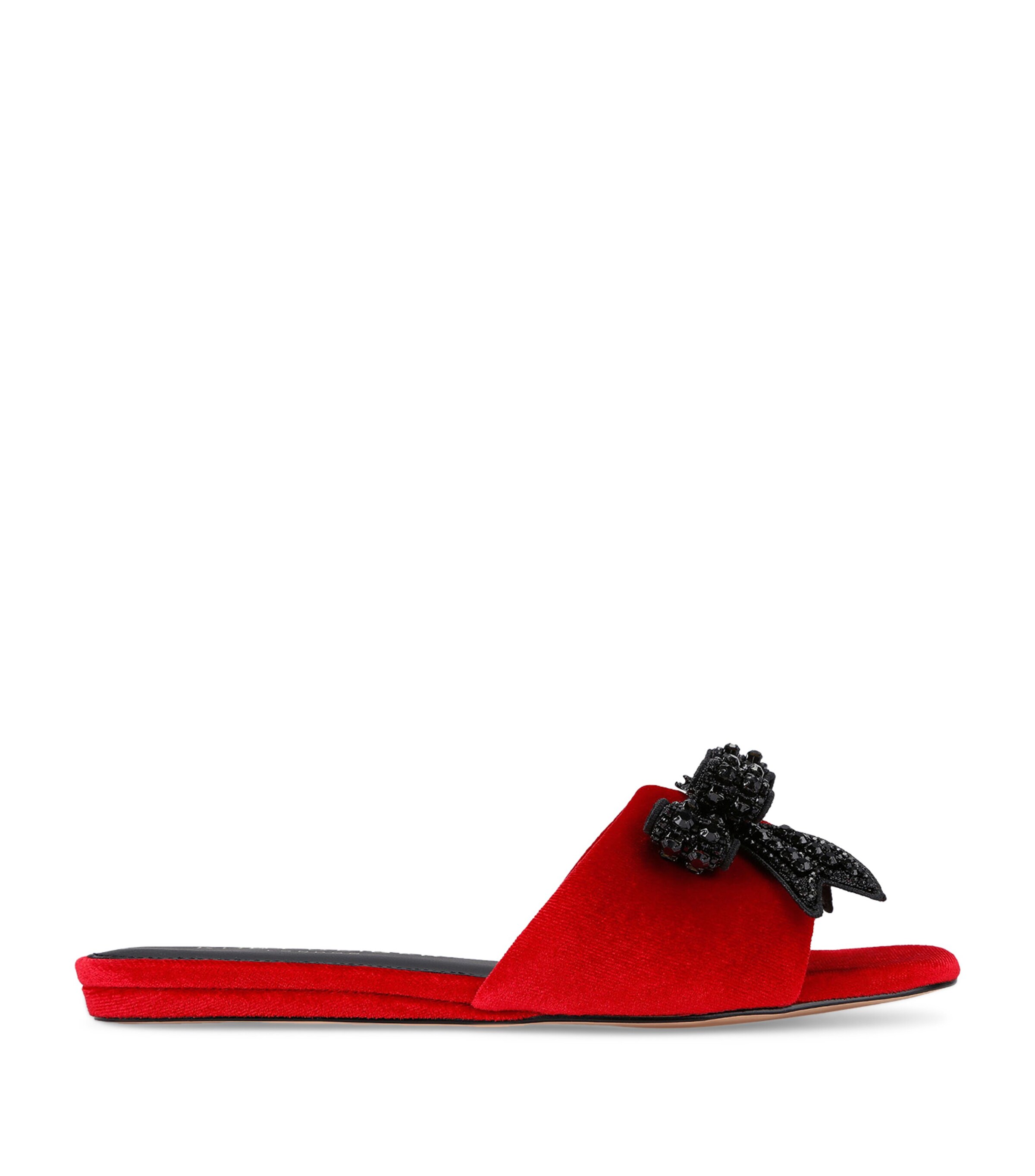 Kurt Geiger London Velvet Bow Kensington Sandals Red Image 1