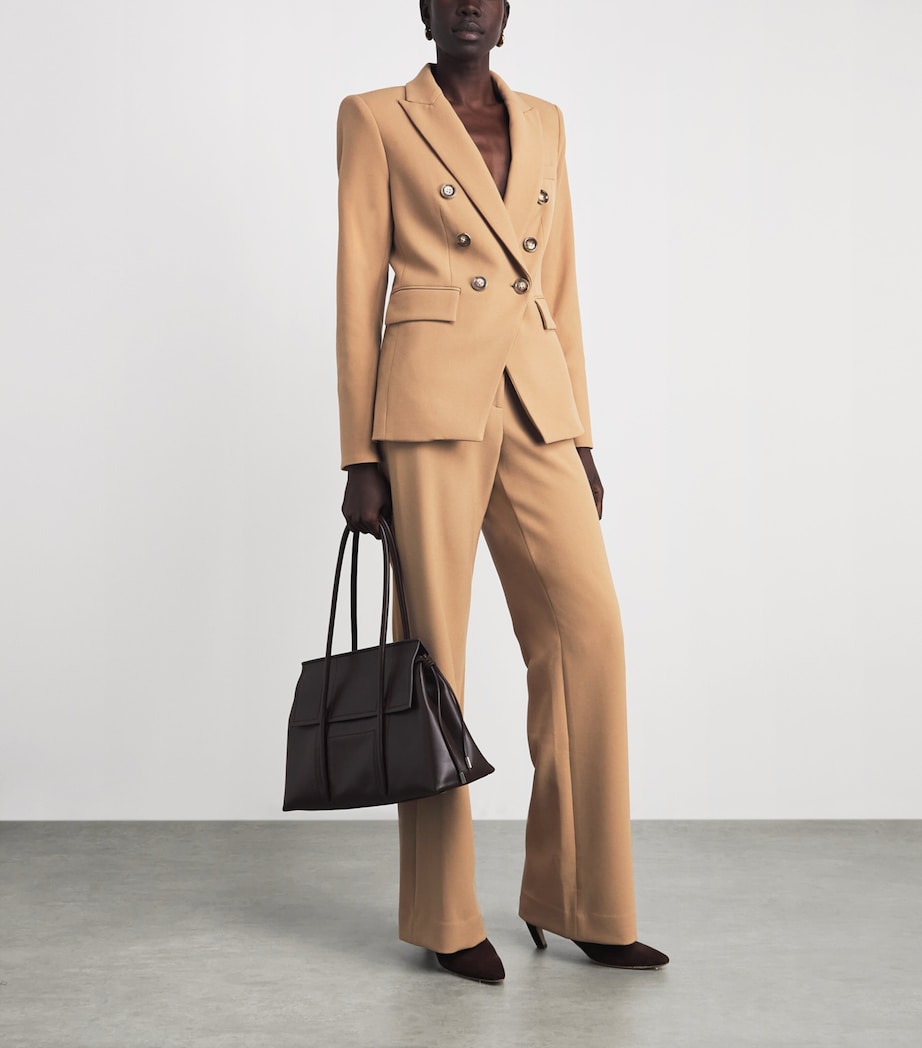 Veronica Beard Womens Tonelli Wide-Leg Trousers Heritage Khaki Image 2