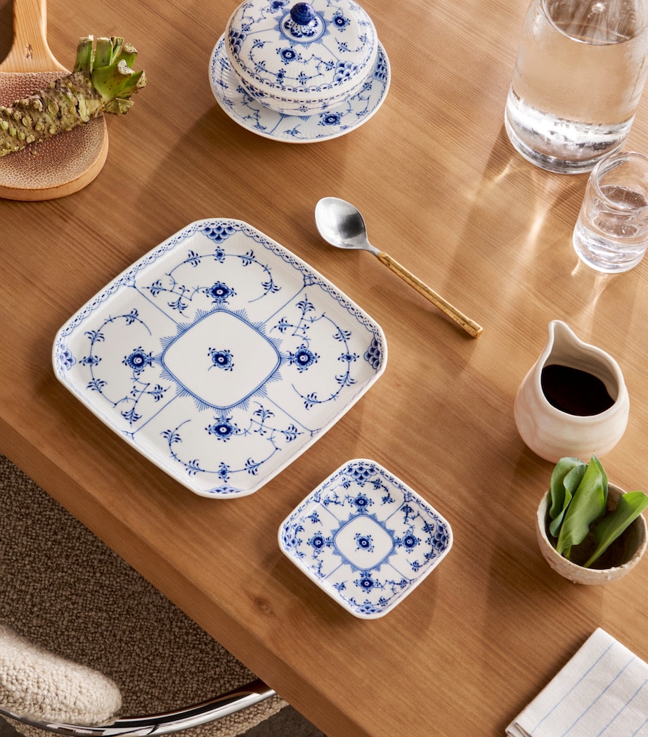 Blue Fluted Half Lace Square Plate (21cm) BLUE Image 2