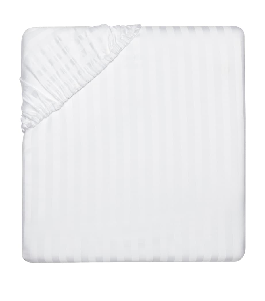Raso Rigato King Fitted Sheet (150cm x 200cm) WHITE Image 1
