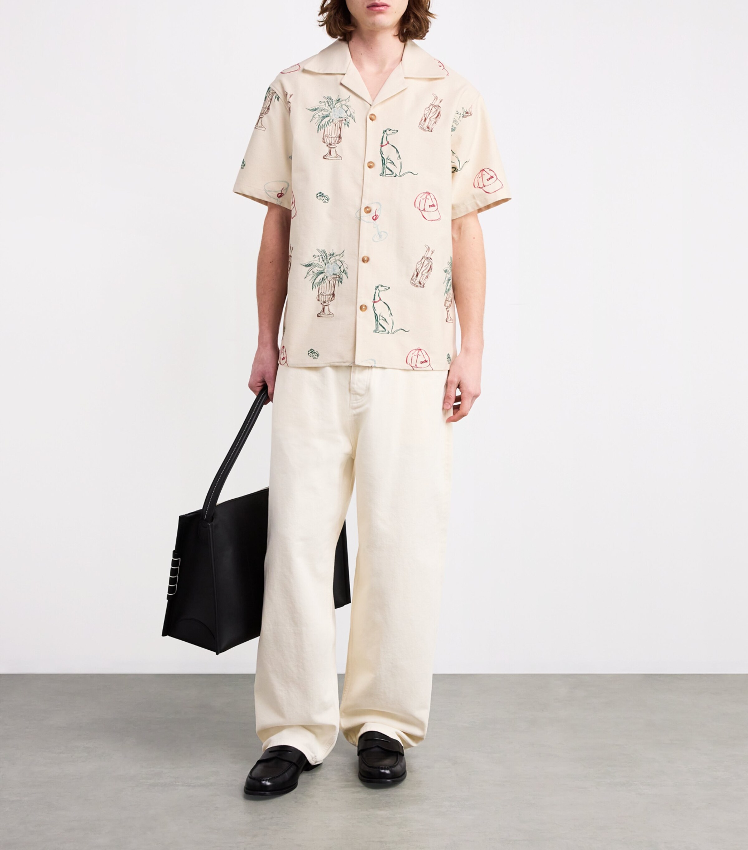 Cotton-Blend Embroidered Shirt ECRU Image 2