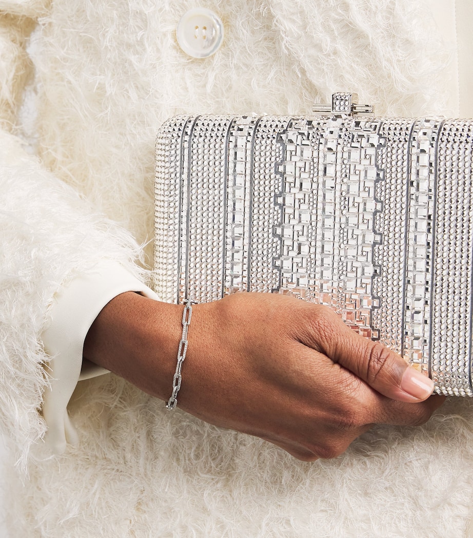 Crystal Lattice Slim Slide Clutch Bag SRHMT SLVR RHINE MLT Image 2