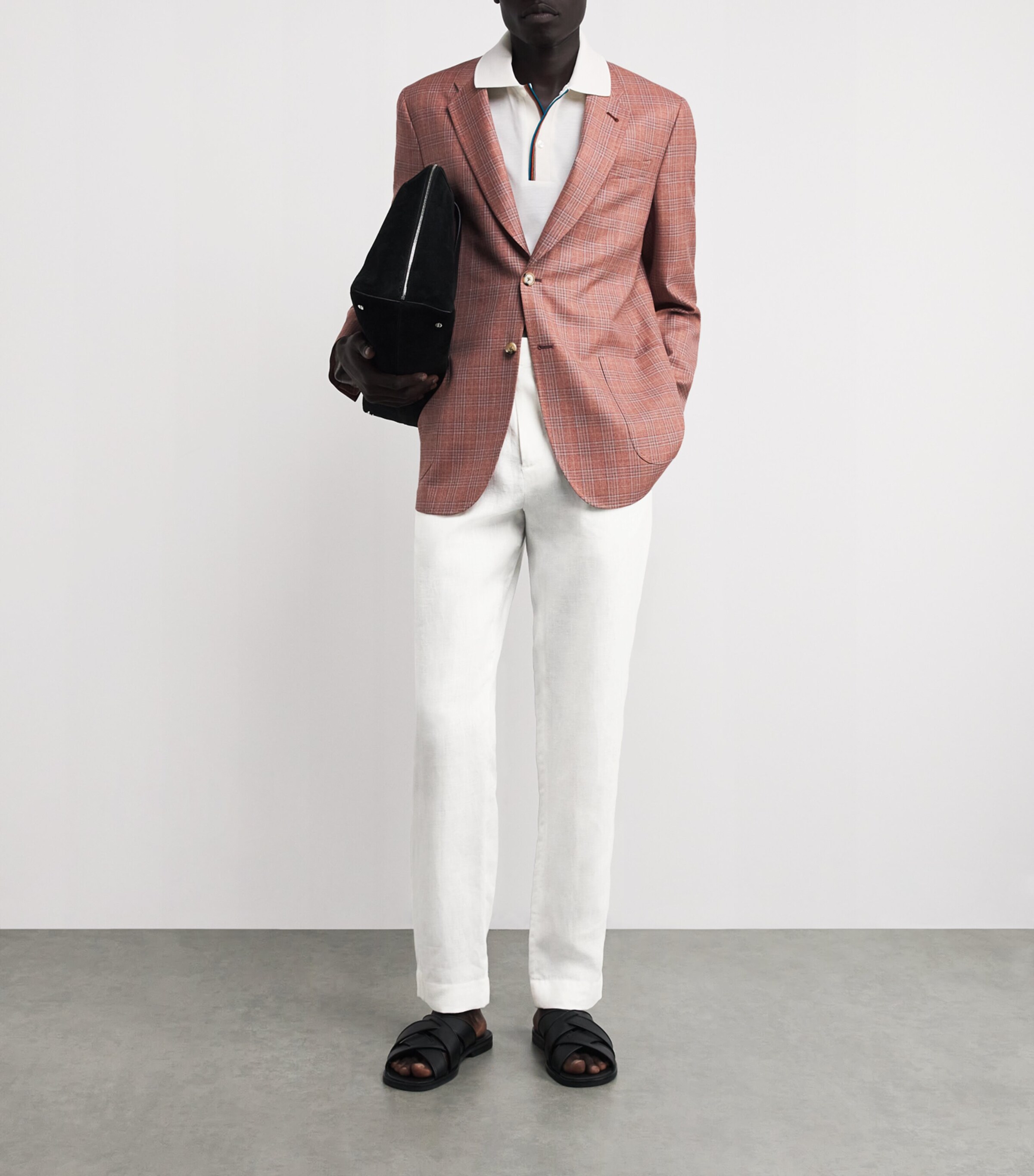 Ralph Lauren Purple Label Mens Linen Davis Trousers Cream Image 2