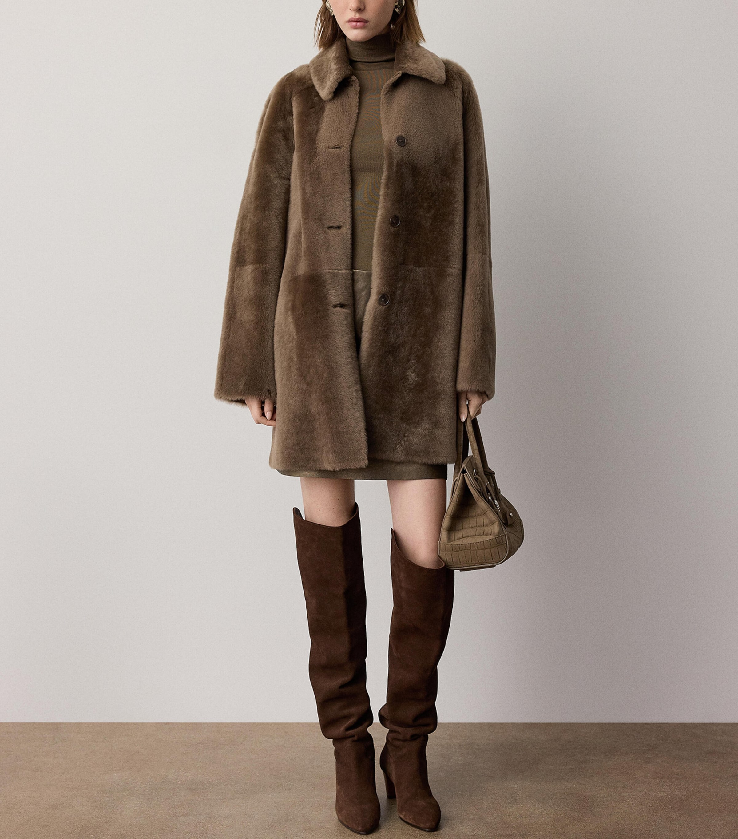 Ralph Lauren Collection Womens Lamb Shearling Janise Coat Portobello Image 2