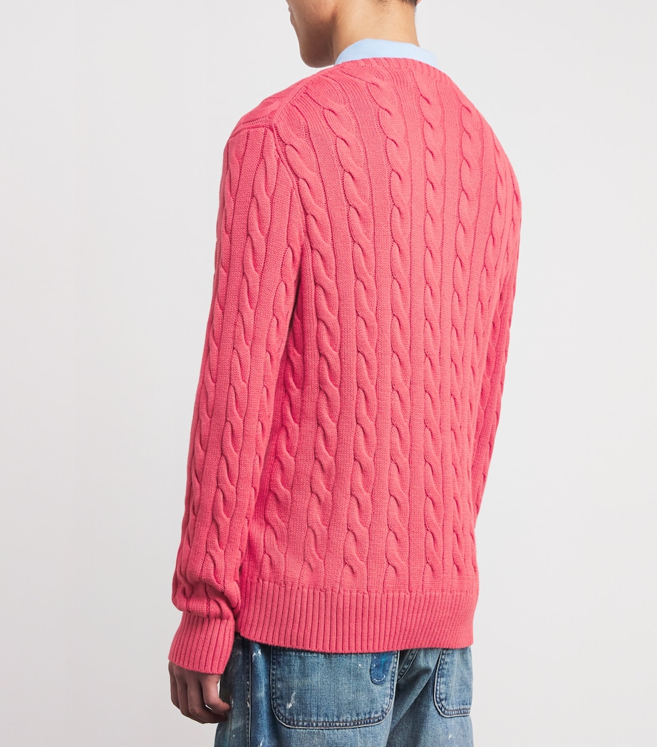 Cotton Cable-Knit Sweater PALE RED Image 4