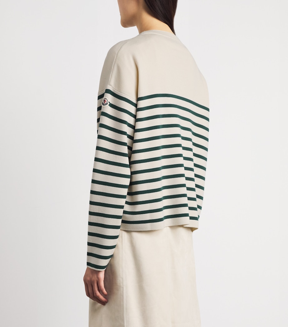 Moncler Womens Virgin Wool Stripe Logo Sweater Image 5