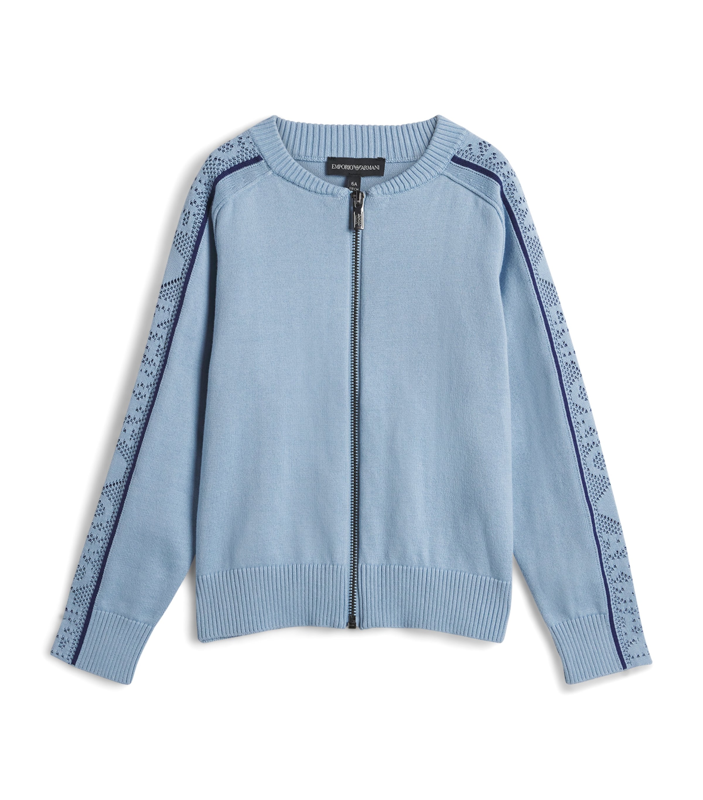 Emporio Armani Kids Cotton Zip-Up Cardigan (4-16 Years) Soft Chambray Image 1