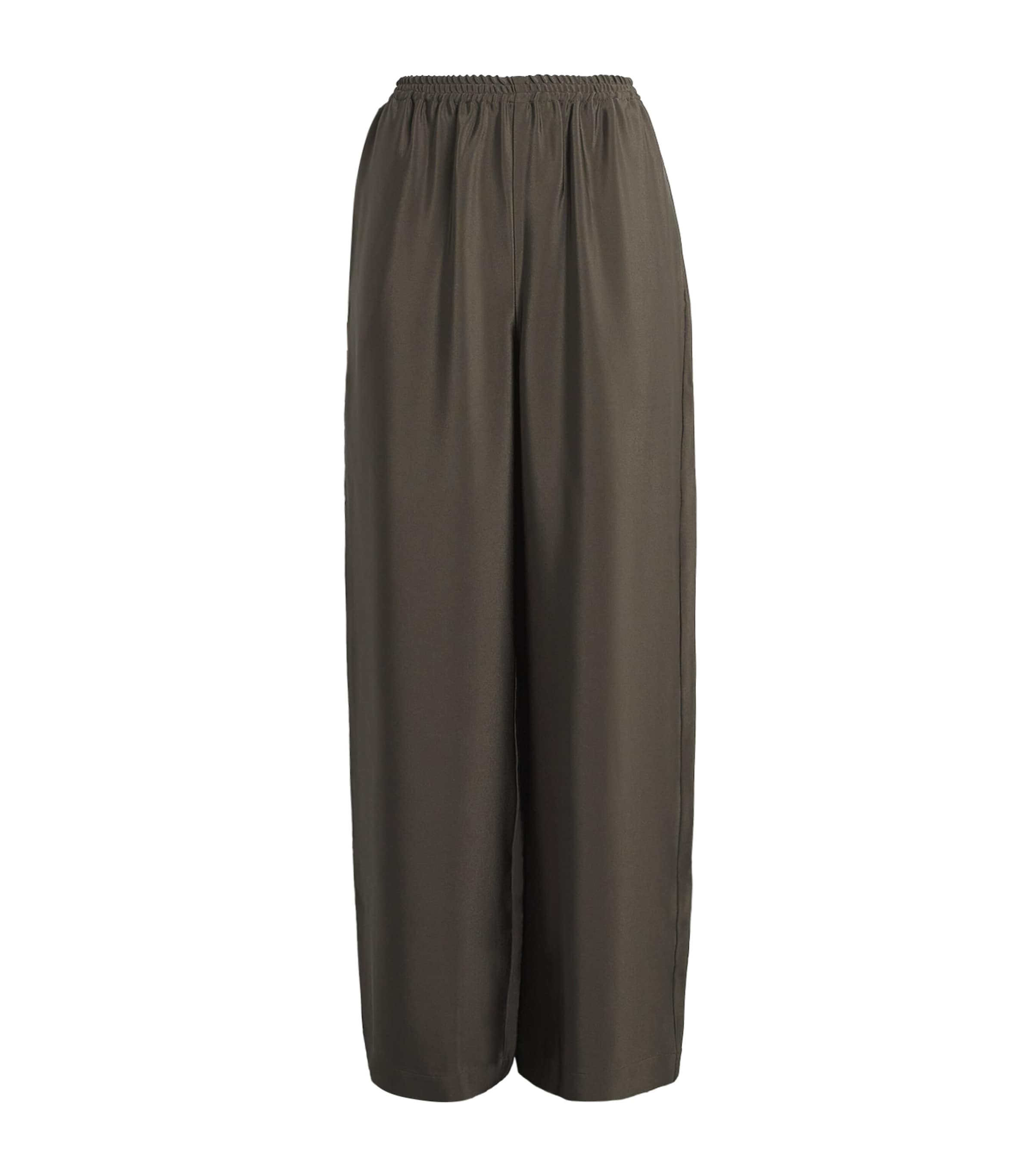 Eskandar Silk Flared Trousers In Green
