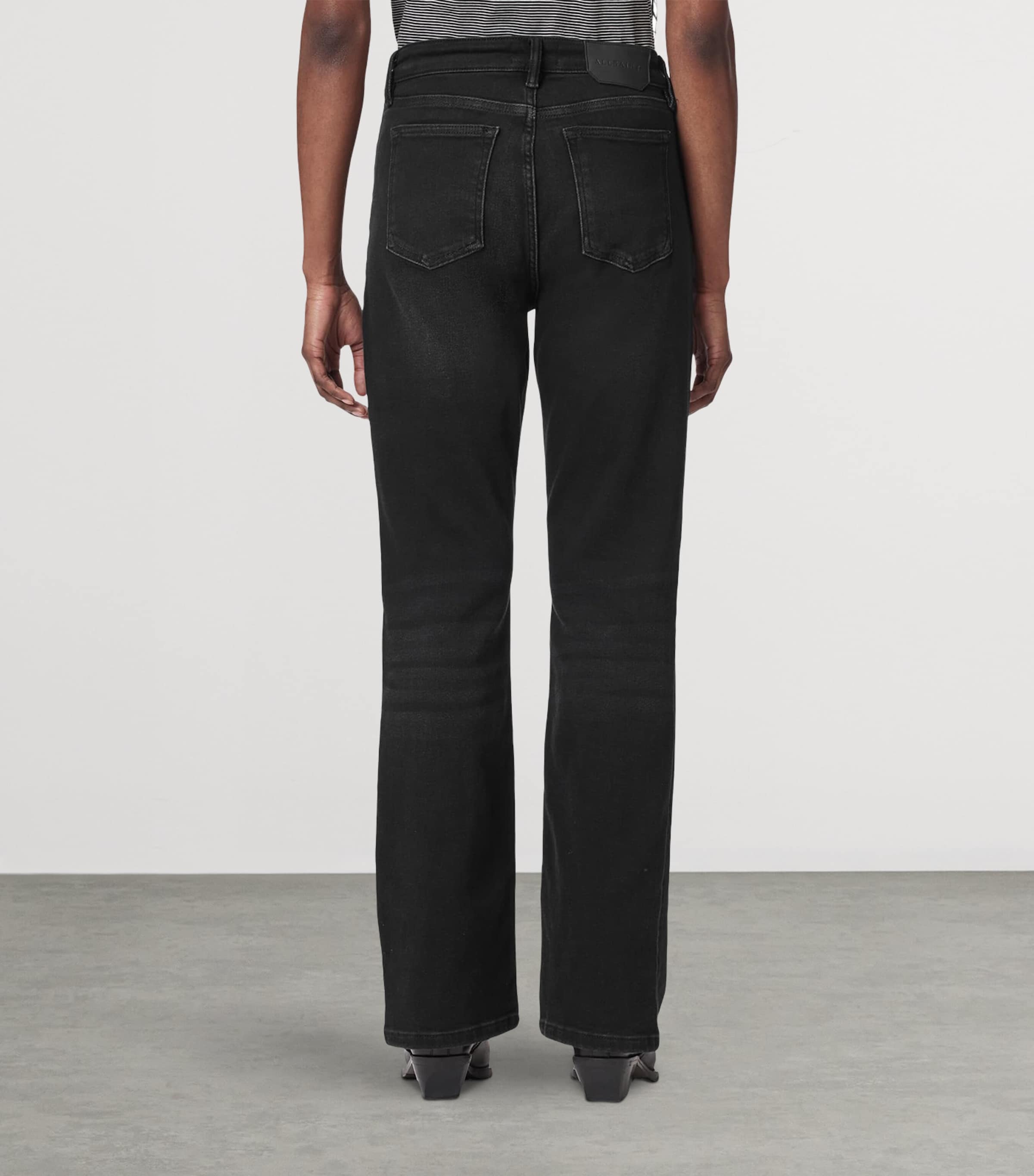 AllSaints Womens Haldan Slim Bootcut Mid-Rise Jeans Washed Black Image 4