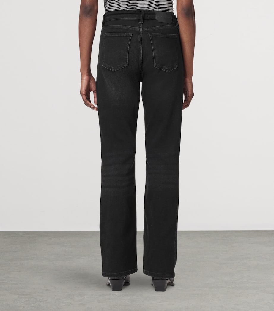 AllSaints Womens Haldan Slim Bootcut Mid-Rise Jeans Washed Black Image 4