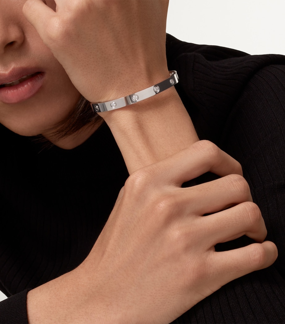 White Gold and Diamond LOVE Bangle WHITE GOLD Image 6