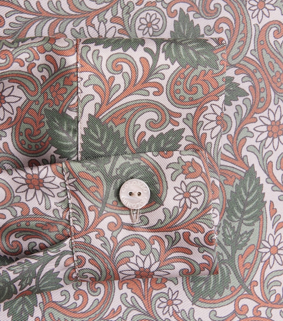 Colombo Womens Silk Printed Midi Shirt Dress Paisley Print Image 6
