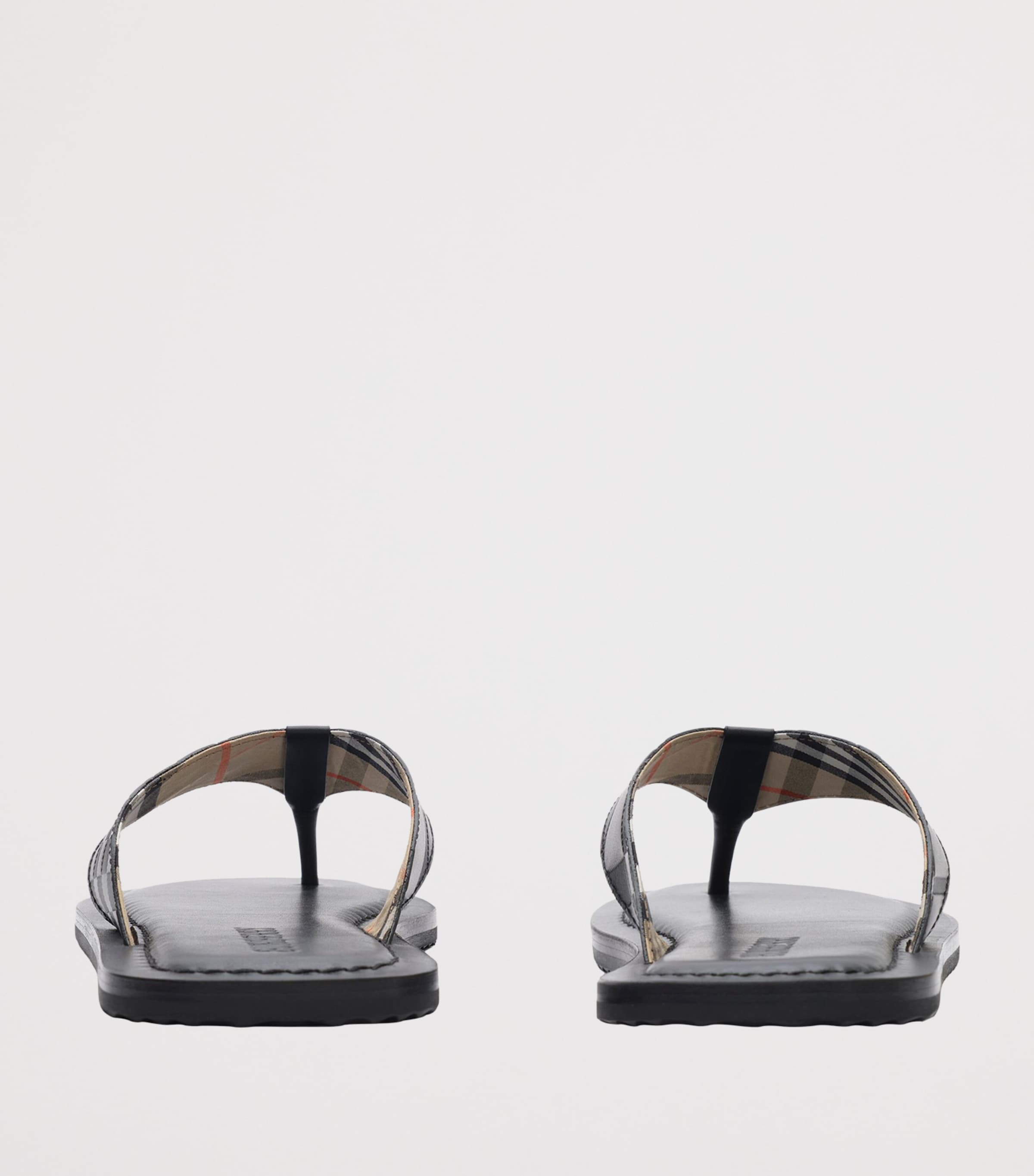 Burberry Leather Embossed Check Pavilion Sandals Black Image 3