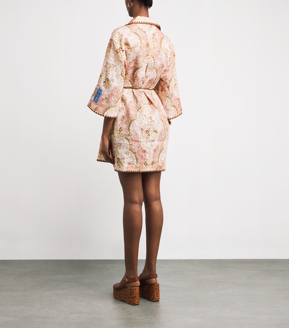 Linen Printed Daylight Mini Dress DAMASK ROSEDARO Image 3