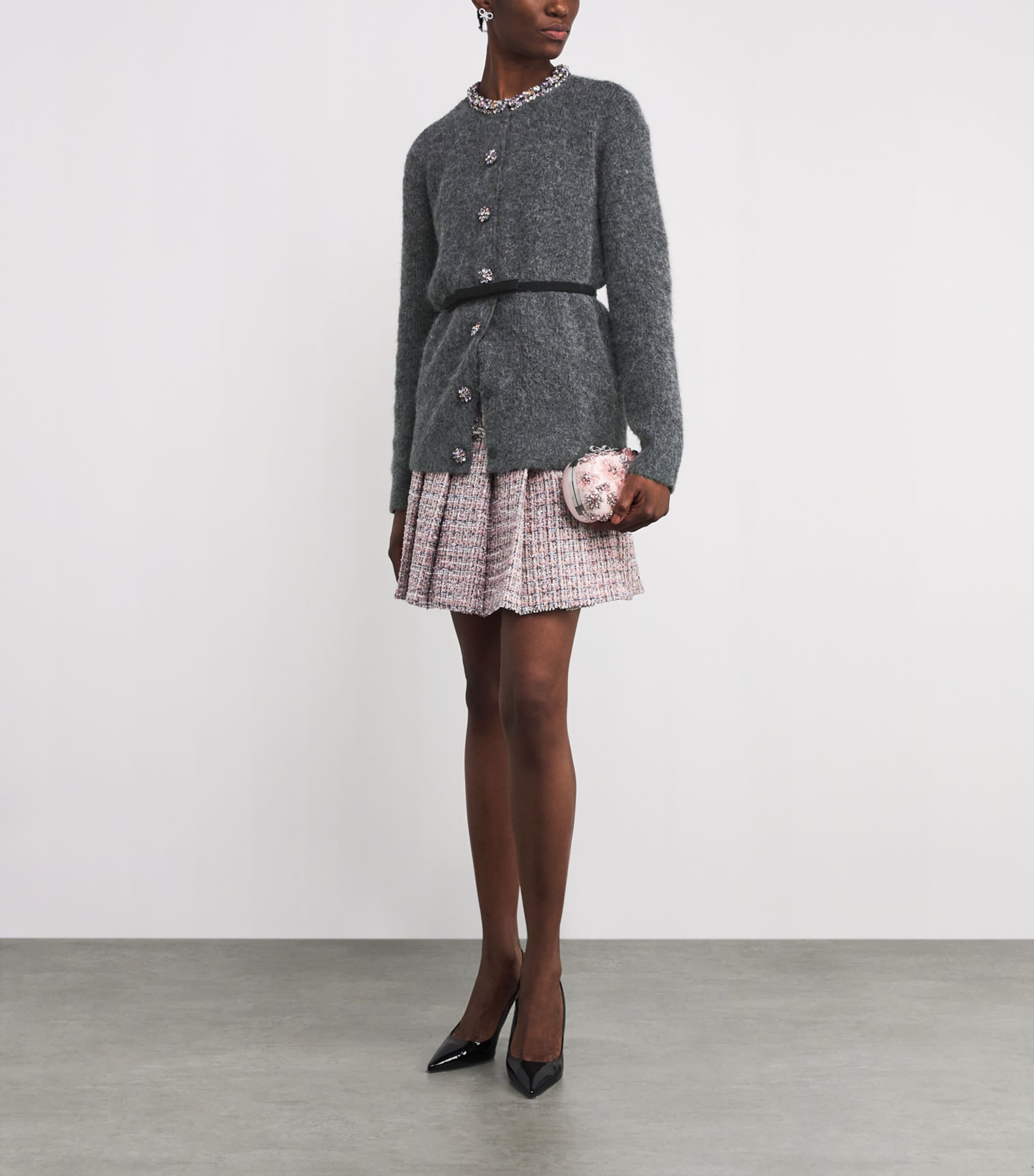 Crystal-Embellished Cardigan GREY Image 2