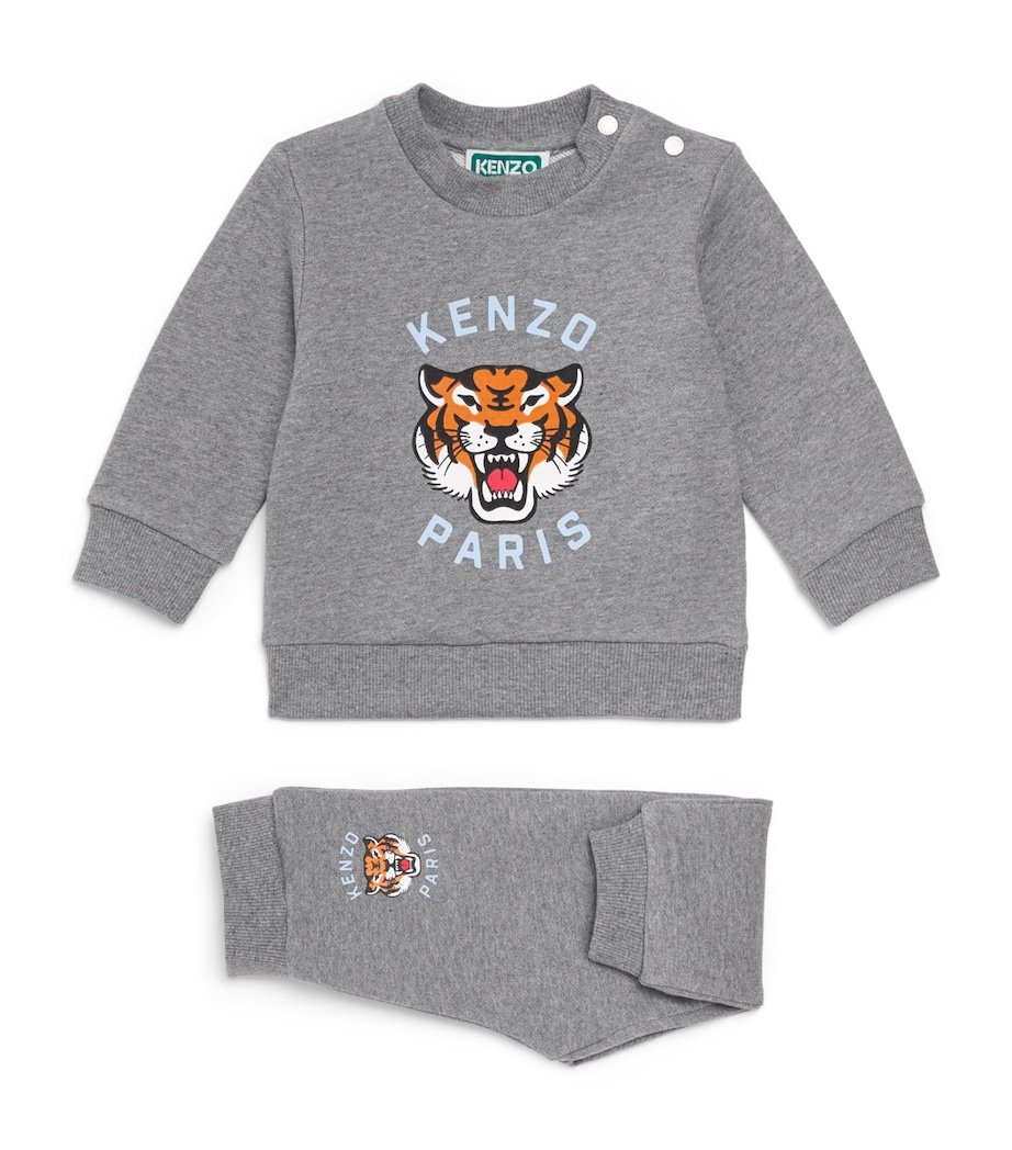 Kenzo Kids Tiger Logo Sweatshirt and Sweatpants Set (6 Months-4 Years) Grey Marl Image 1