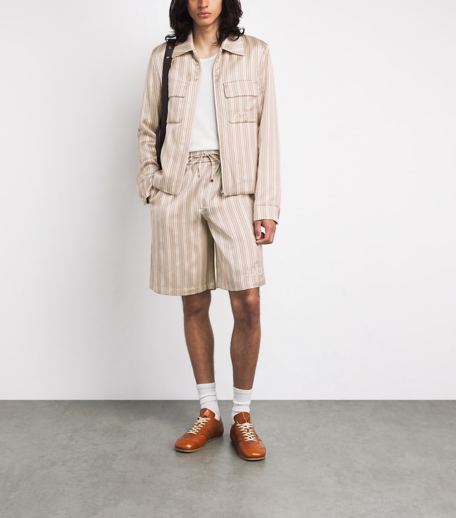AMIRI Mens Stripe Logo Shorts Alabaster Image 2