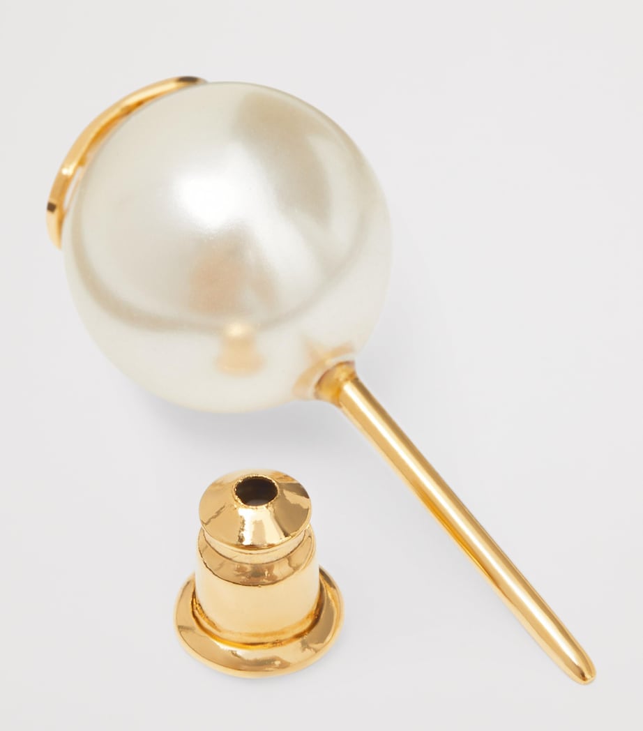 Faux Pearl VLogo Earrings 0O3 Image 3