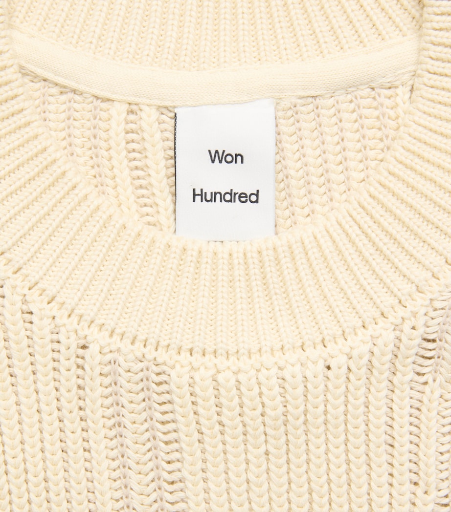 Won Hundred Mens Cotton Knitted Bently Sweater Cloud Cream Comb. Image 6