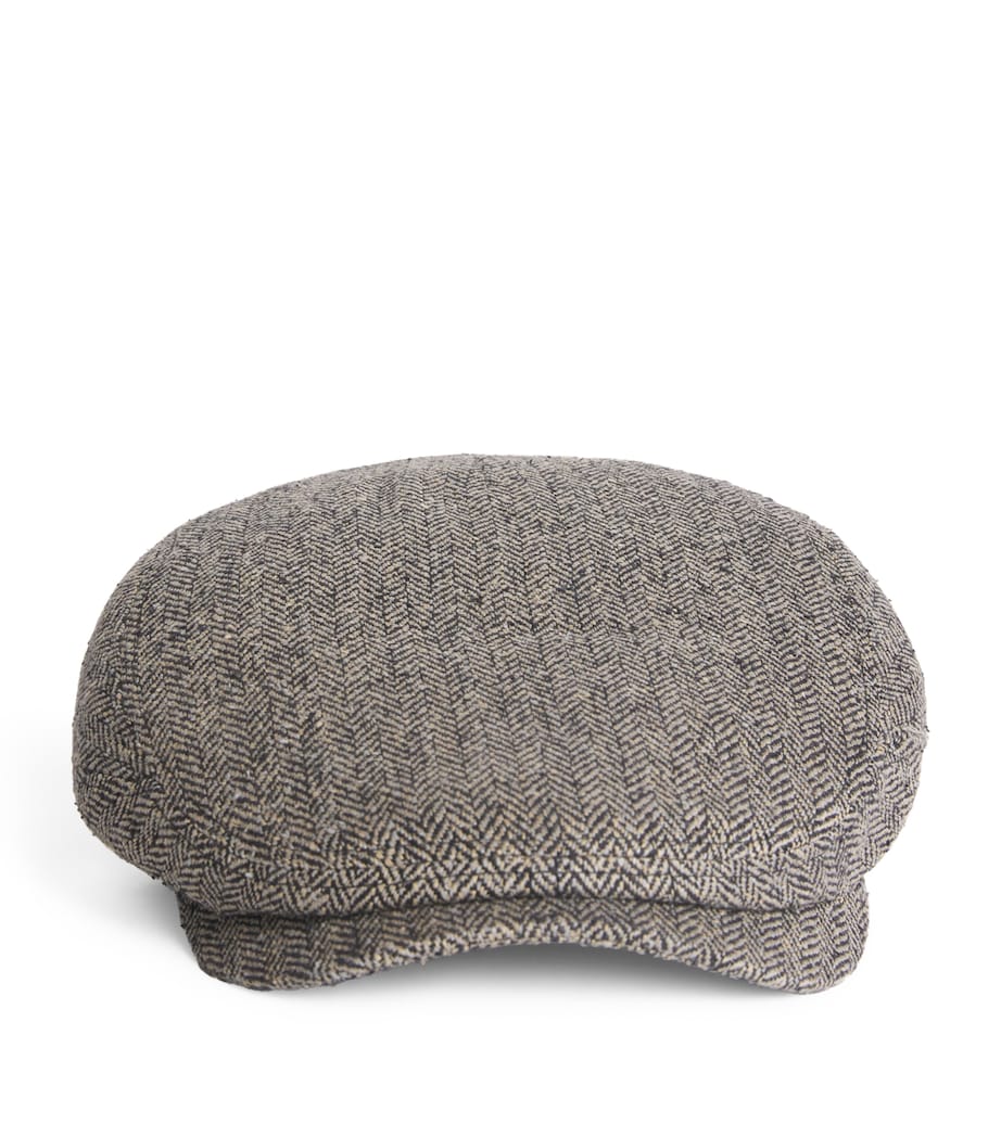 Silk Herringbone Flat Cap 316 - BLACK/BROWN Image 1