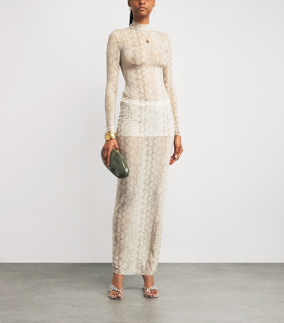 Milky Sheer Maxi Skirt STONE PASTEL SNAKE P Image 2