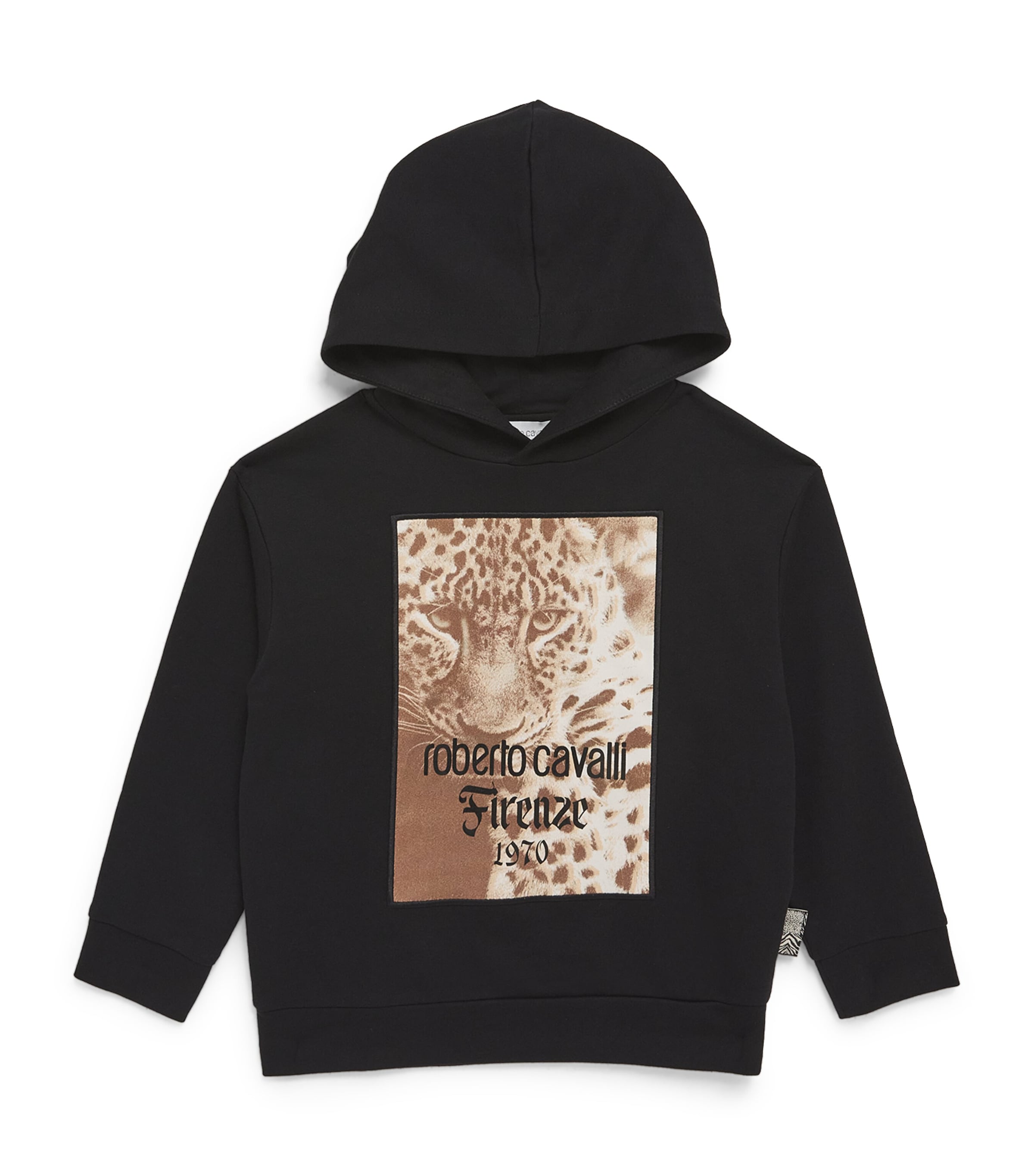 Roberto Cavalli Junior Kids' Leopard-print Cotton Hoodie In Black