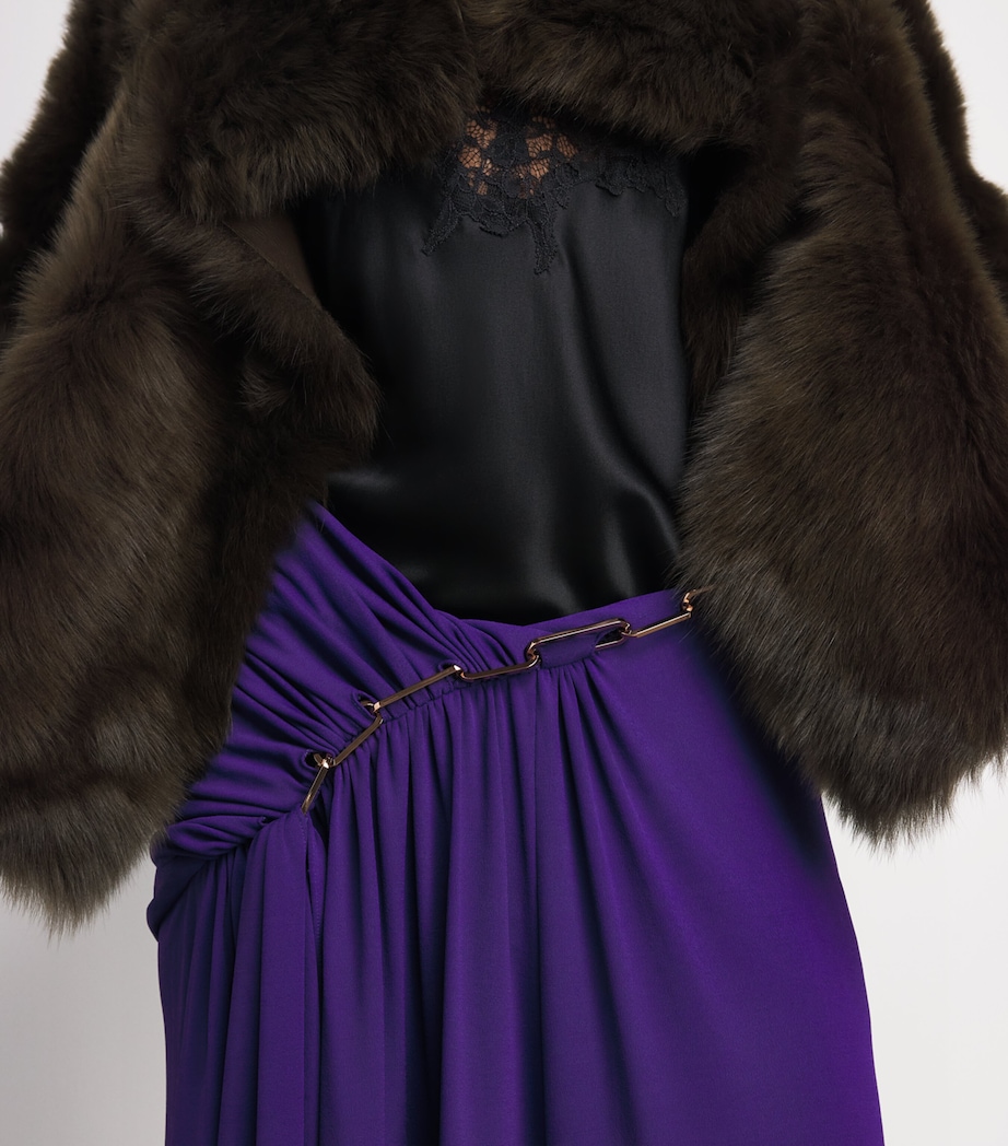 Rabanne Womens Draped Chain Midi Skirt Purple Image 3