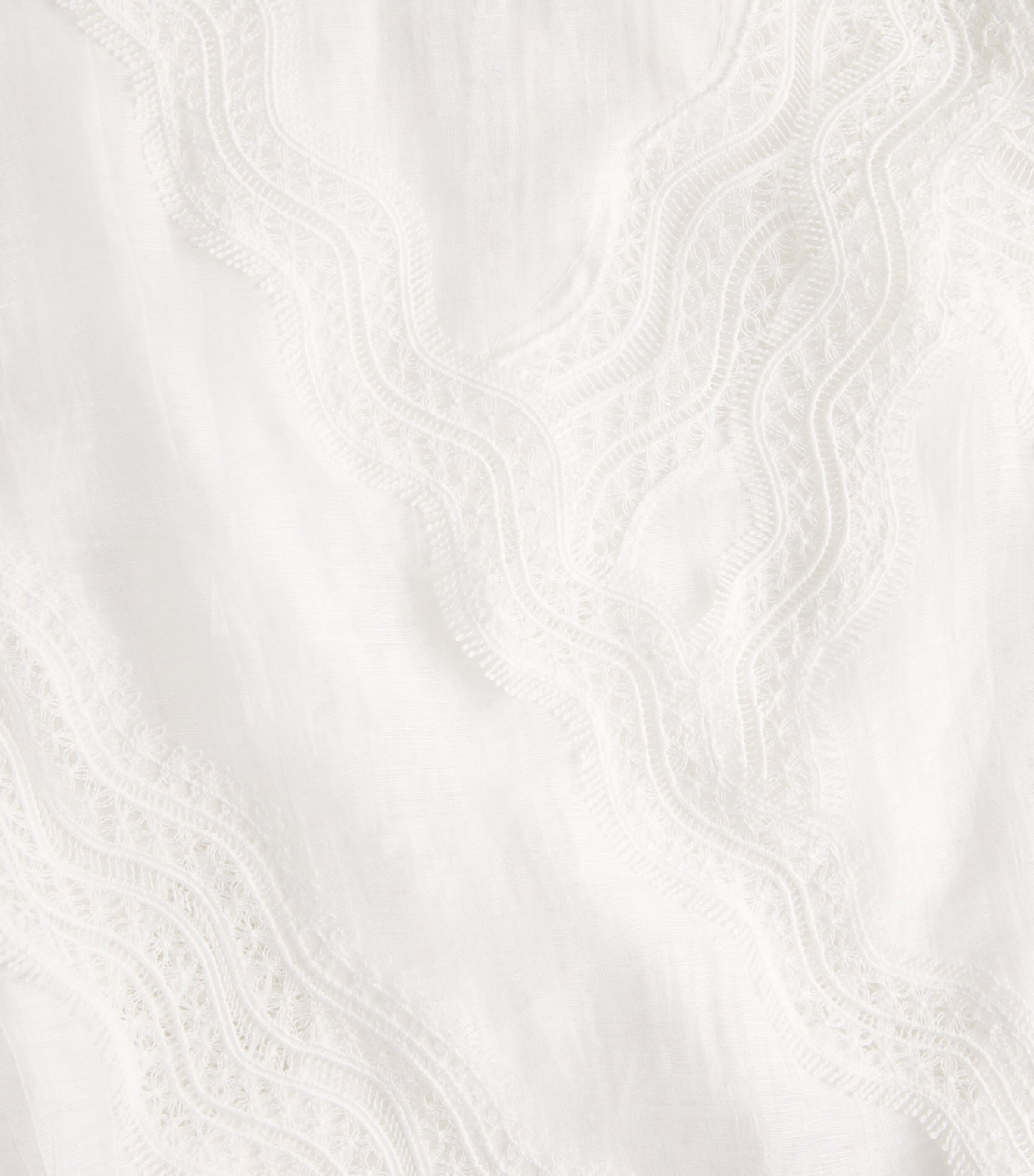 Sandro Paris Womens Linen-Blend Lace-Trim Dress White Image 6