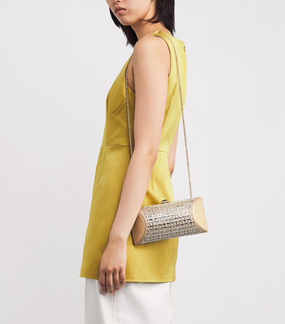 Satin Embellished Tube Plus Clutch Bag 0099 PLATINUM Image 5