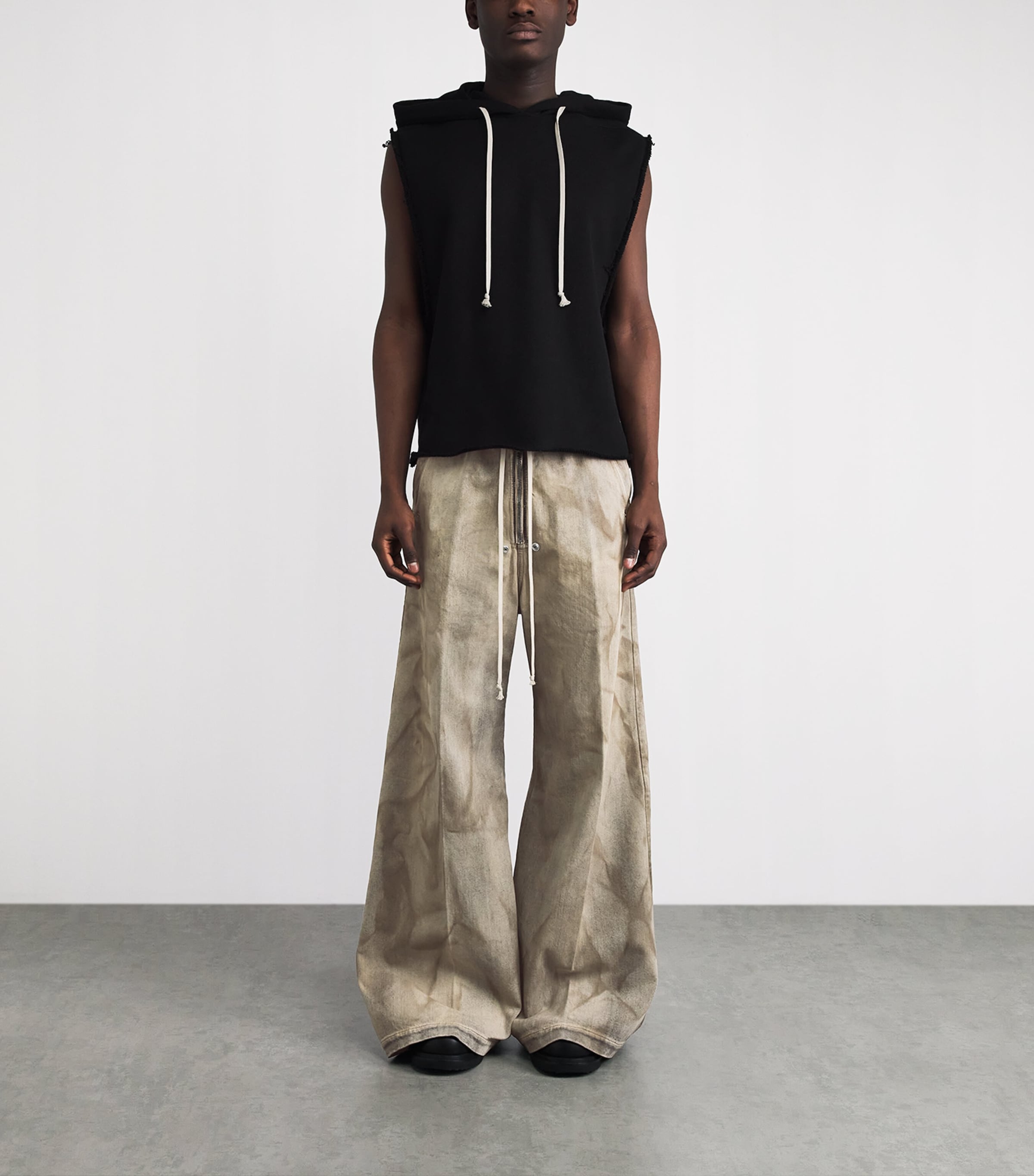 Rick Owens Mens Denim Bela Wide-Leg Trousers Dust Image 2