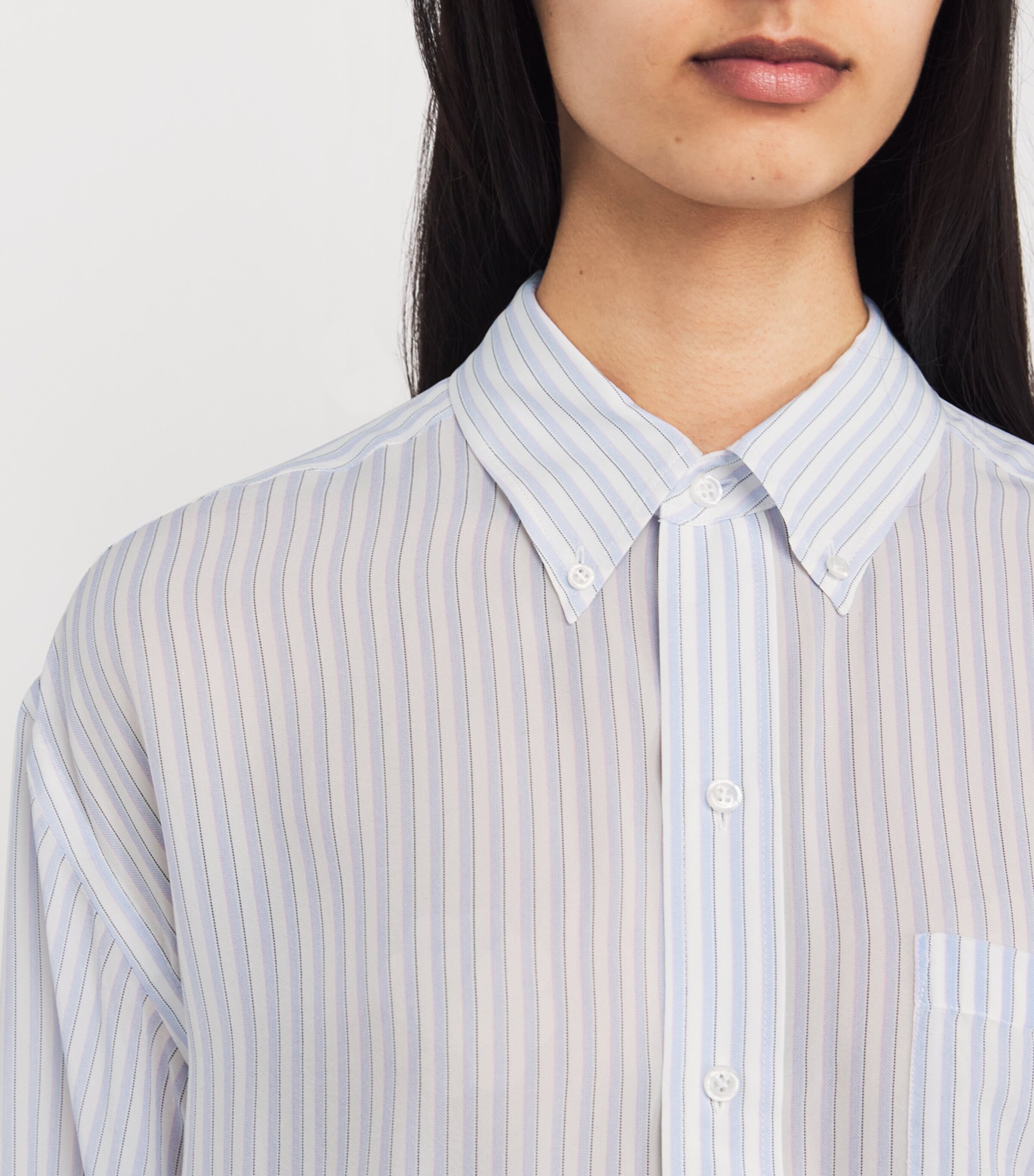 Alexander Wang Womens Silk Stripe Oversized Shirt Oxfrd Blu/wht Image 6