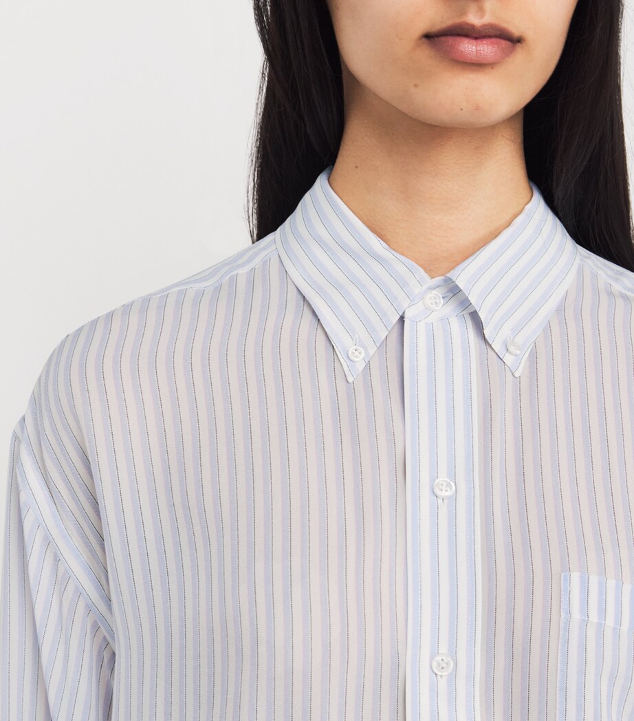 Alexander Wang Womens Silk Stripe Oversized Shirt Oxfrd Blu/wht Image 6