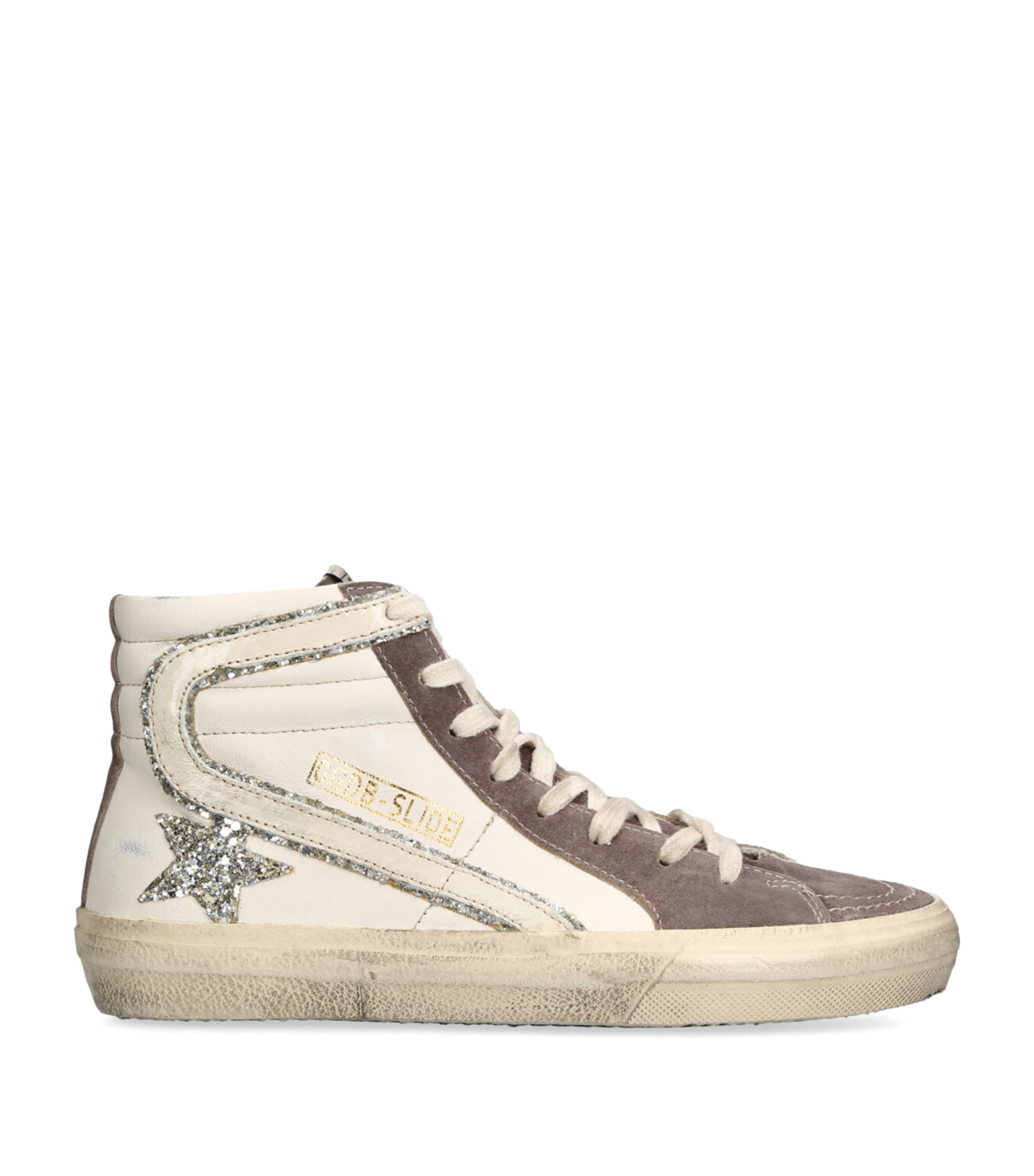 Golden Goose Leather-suede Slide Sneakers In White