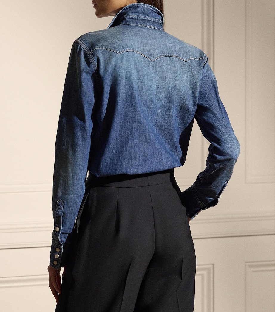 Denim Western Shirt BLUE WASH Image 4