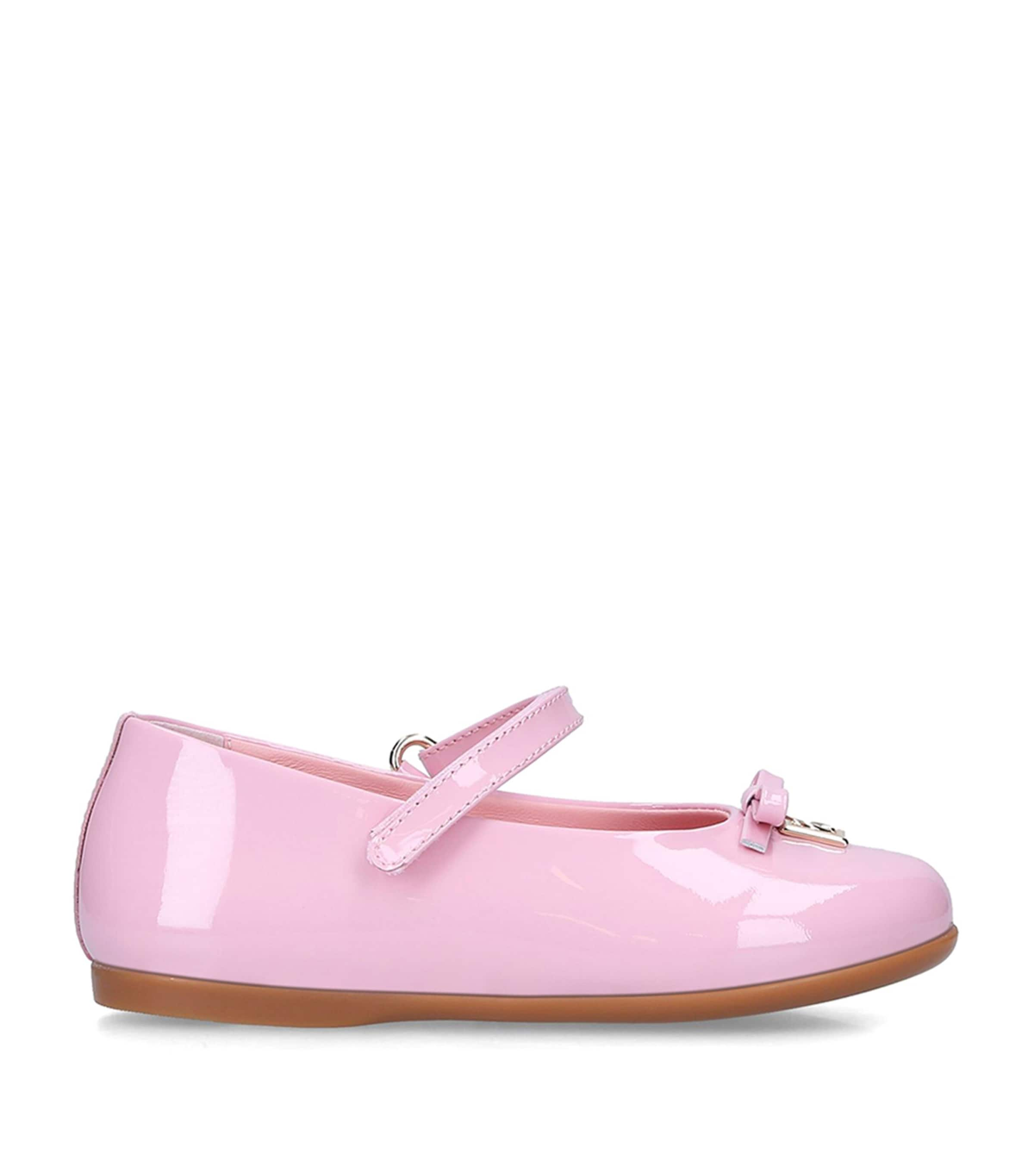 Dolce & Gabbana Kids' Vernice Dg-logo Patent-leather Ballet Flats 6 Months-4 Years In Pale Pink