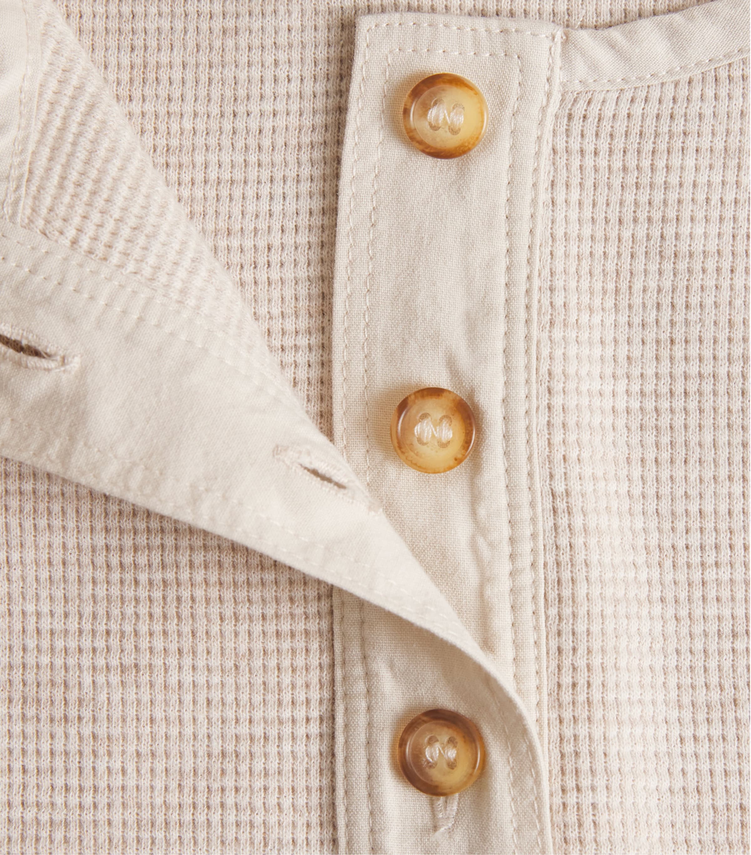 ME+EM Womens Waffle-Knit Henley Baby T-Shirt Oatmeal Image 6