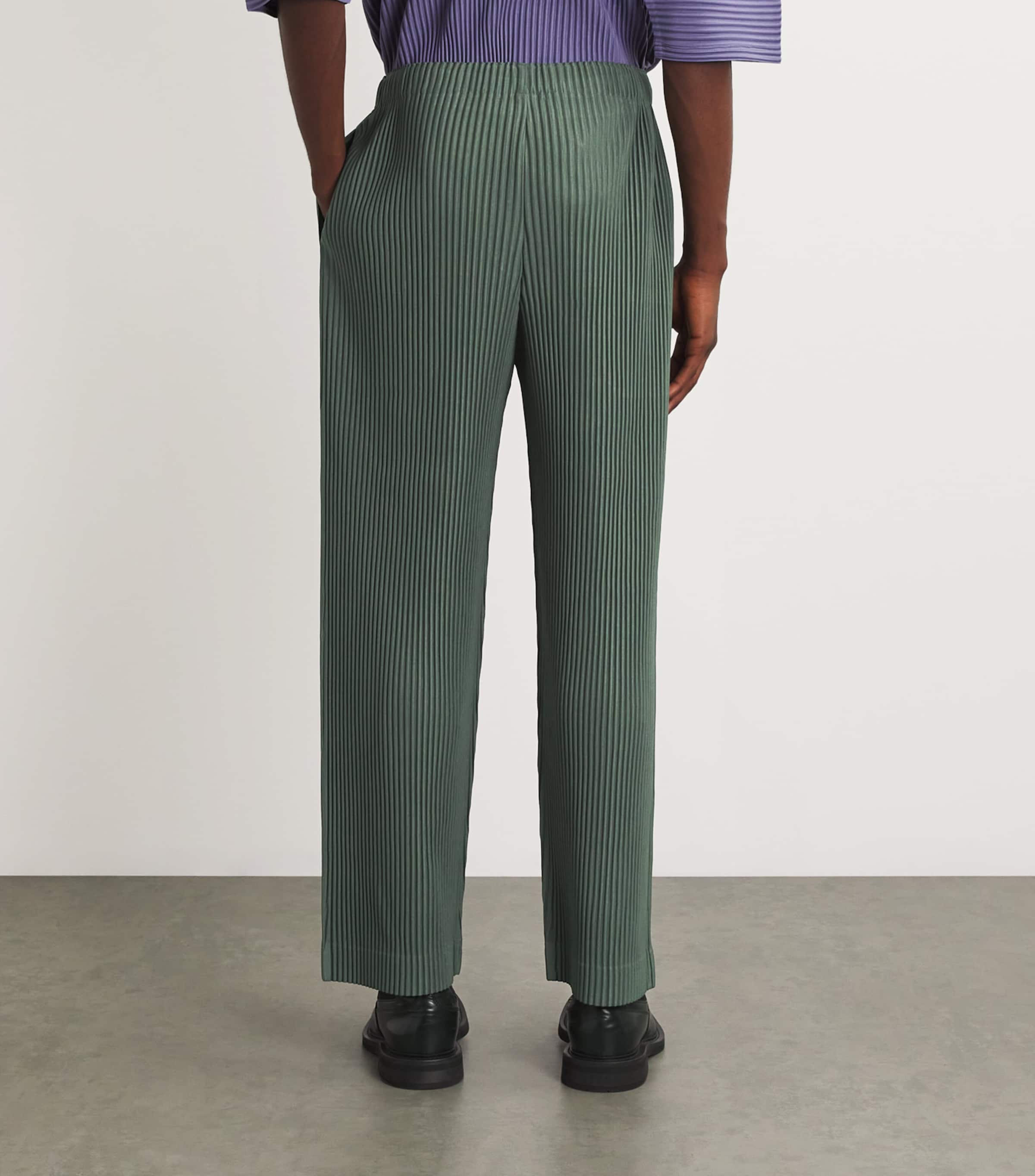 Pleated Straight Trousers 63 MOSS GREEN Image 3