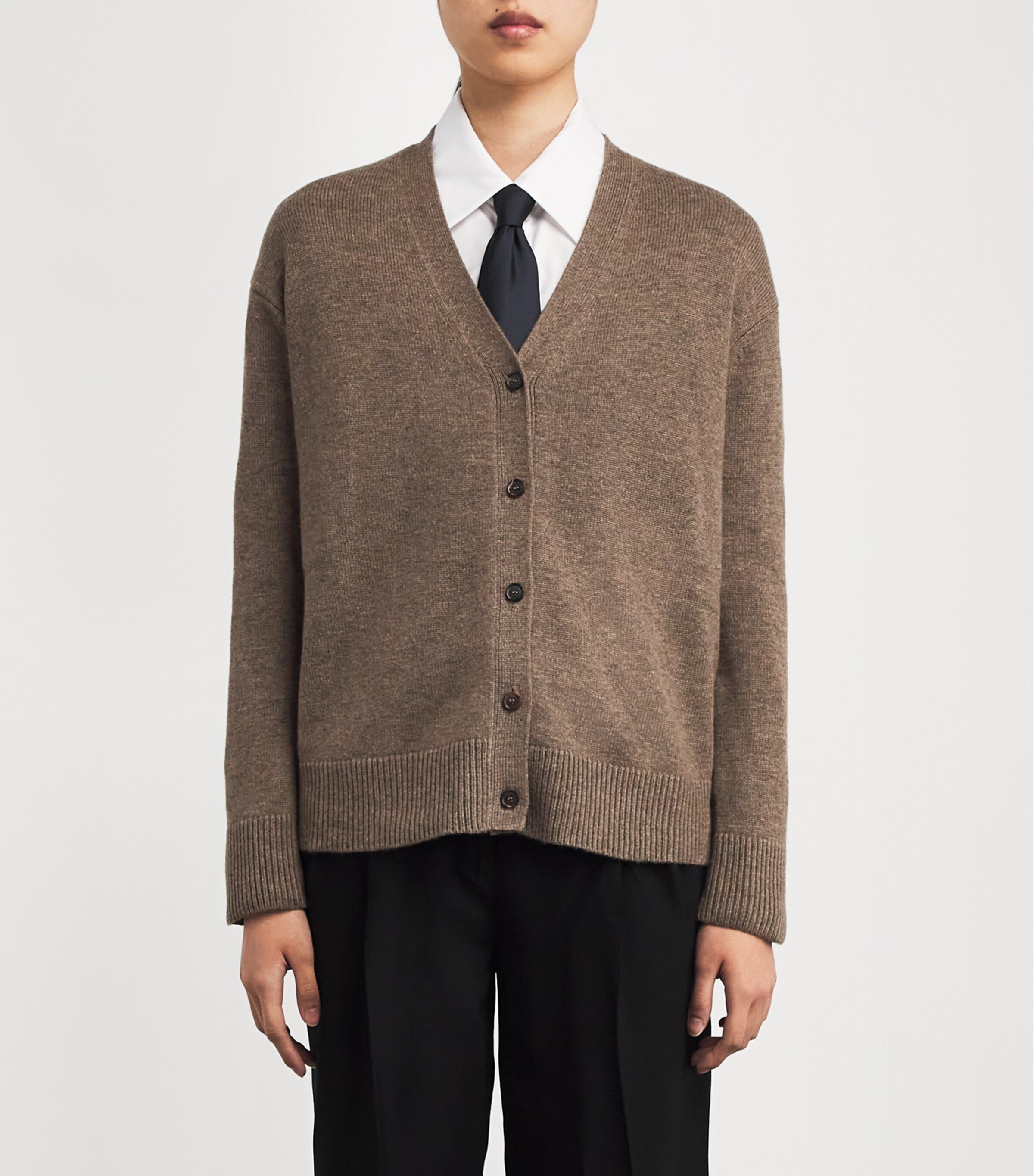 Wool-Cashmere V-Neck Cardigan HAZELNUT BROWN Image 3
